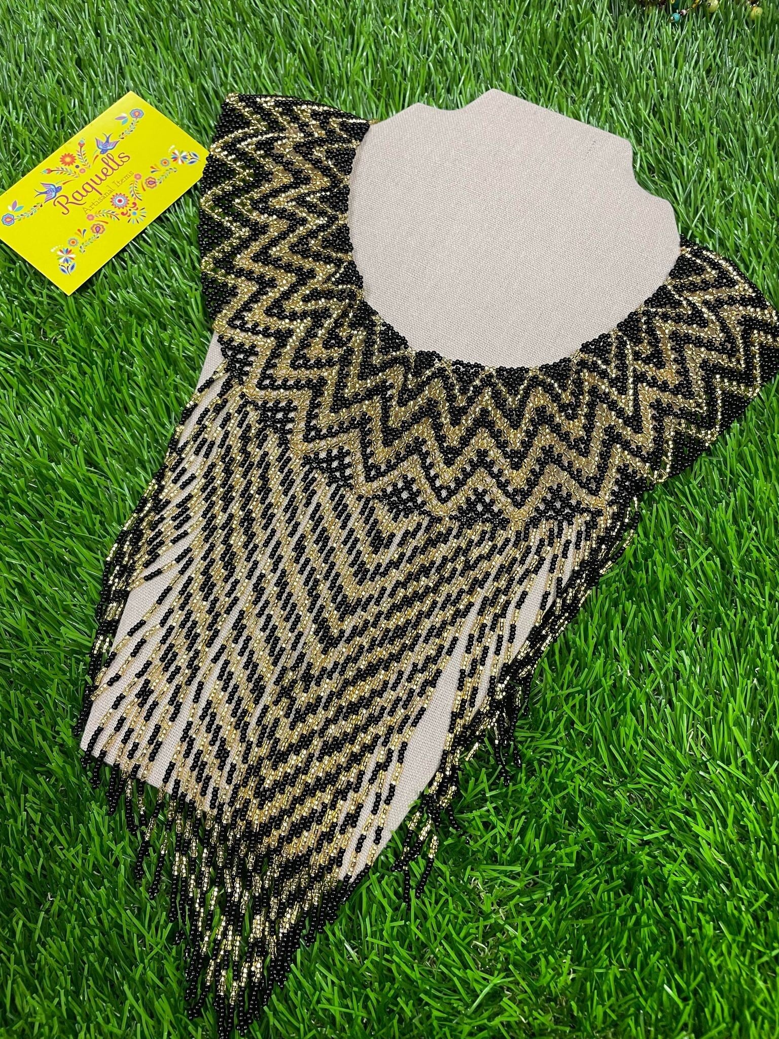 Image of Beautiful Chevron Artisanal Mexican Beaded Jewelry Set- Made by our Oaxaca Artisan Partners