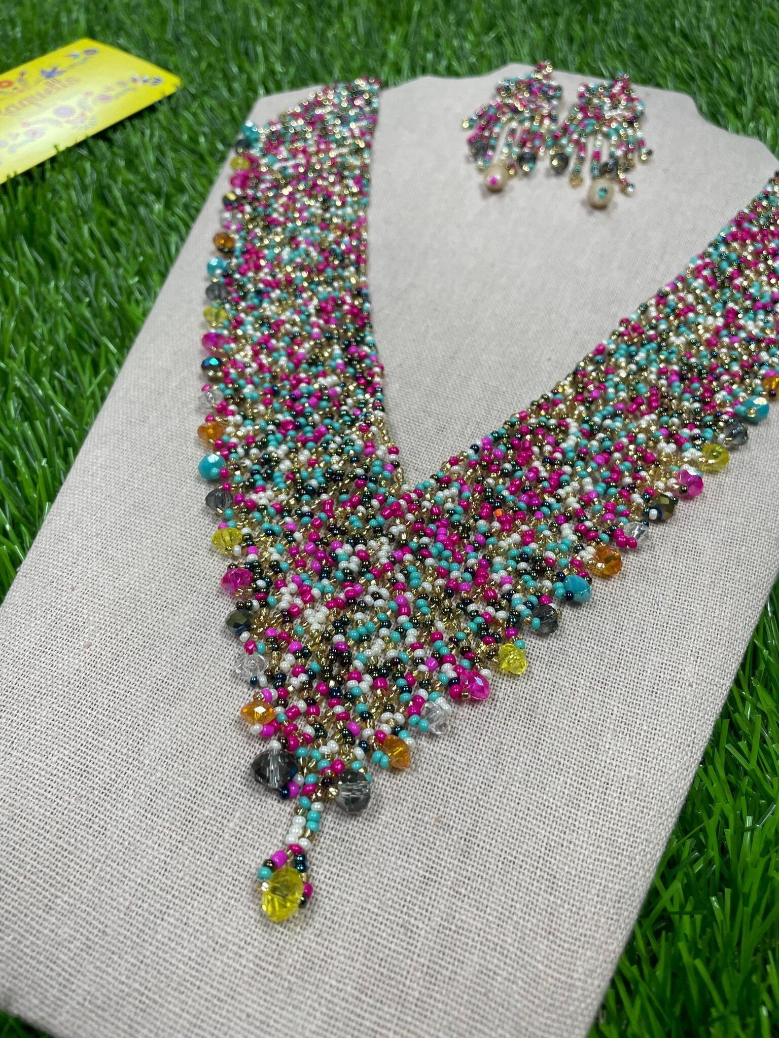 Beautiful Artisanal Mexican Beaded Rainbow Jewelry Set - 3 Piece Set - Made by our Oaxaca Artisan Partners