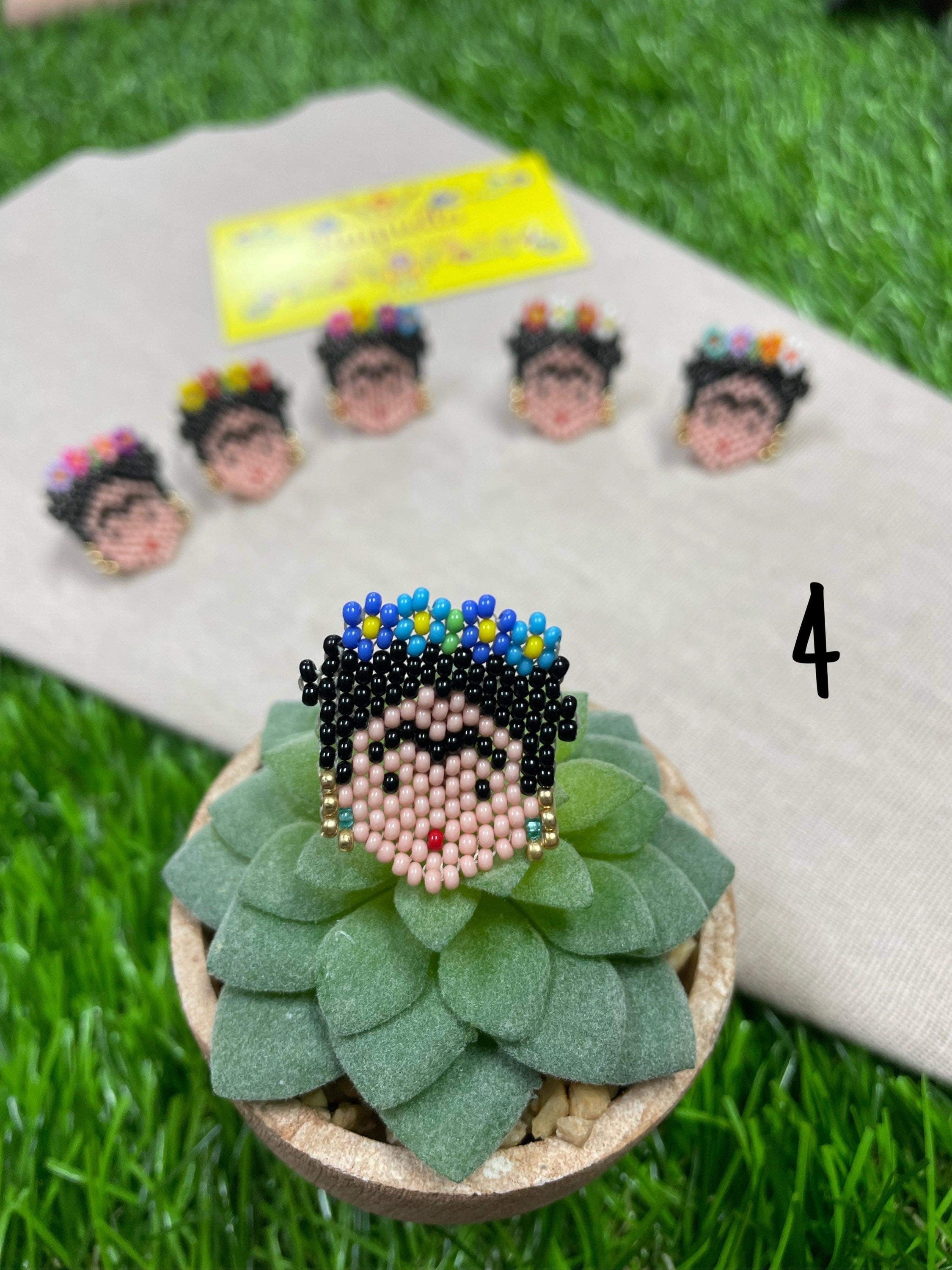 Image of Beautiful Hand Beaded Artisanal Frida Rings - Beaded Rings From Chiapas, Mexico