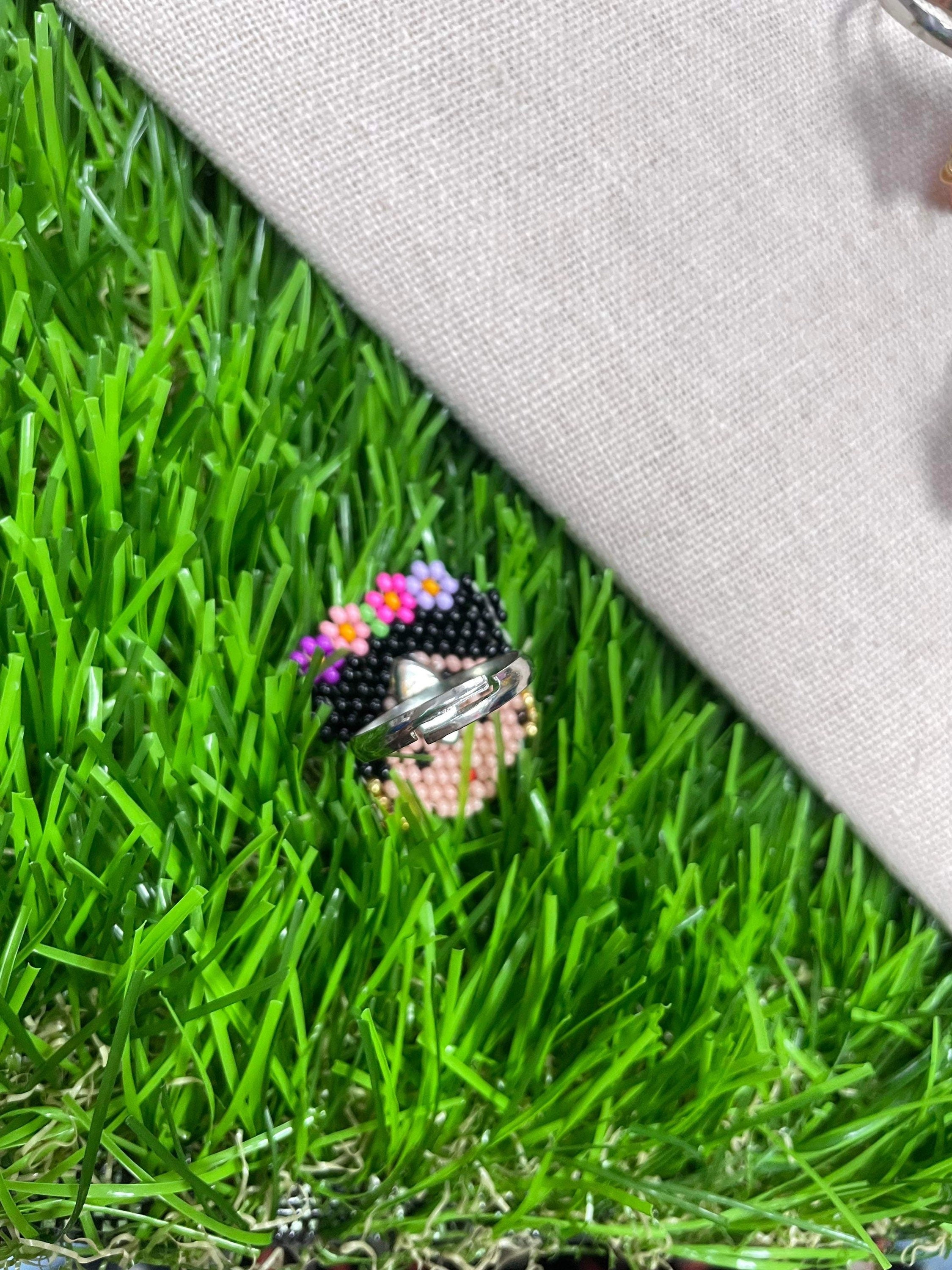 Image of Beautiful Hand Beaded Artisanal Frida Rings - Beaded Rings From Chiapas, Mexico