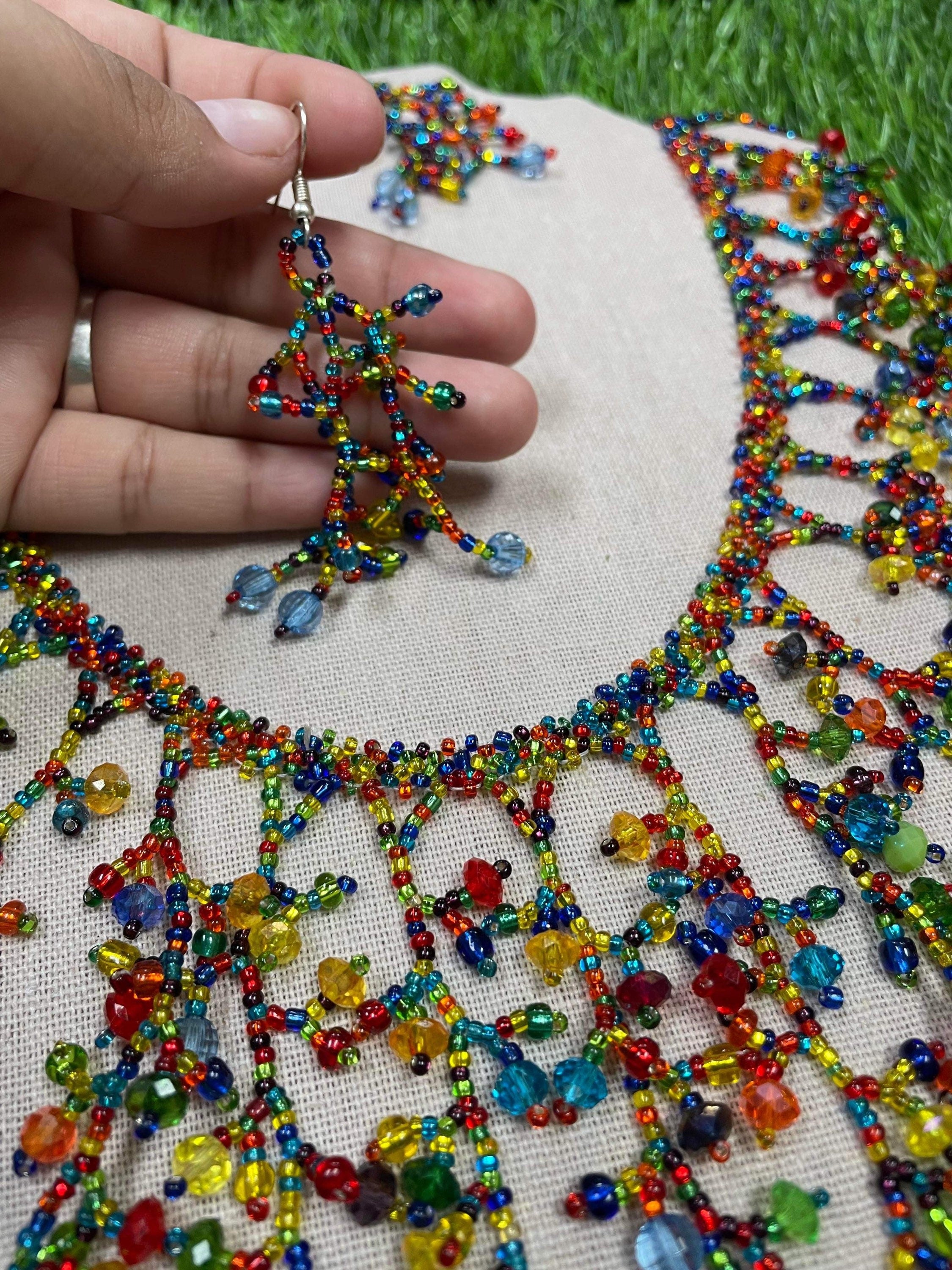 Image of Beautiful Artisanal Mexican Beaded Jewelry Set - 3 Piece Set - Made by our Oaxaca Artisan Partners