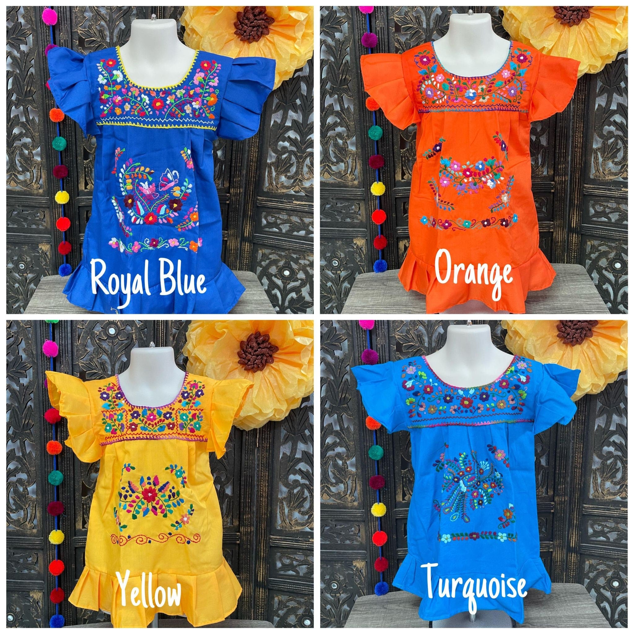 Image of Little Girls Hand Embroidered “Lolita”Dress - Handmade Mexican Fiesta Style Dress - 0 months - 4T sizes available