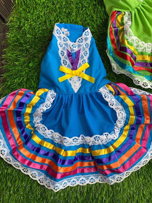 Image of Colorful Handmade Jalisco Ribbon Dress for Small Pets - Perfect Pet Fashion Statement