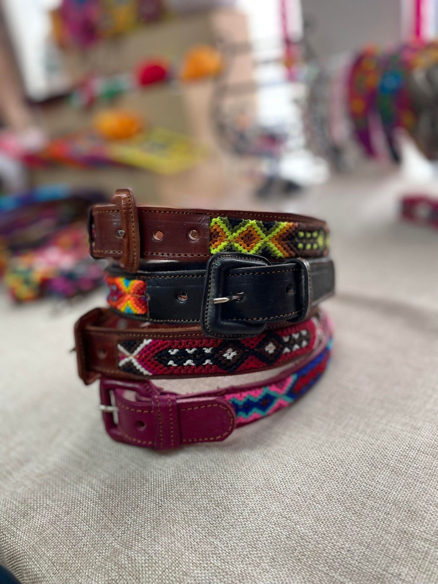 Image of Girls Unique Boho Embroidered Belt - Handmade Embroidered Belts - Boho Artisanal Belts