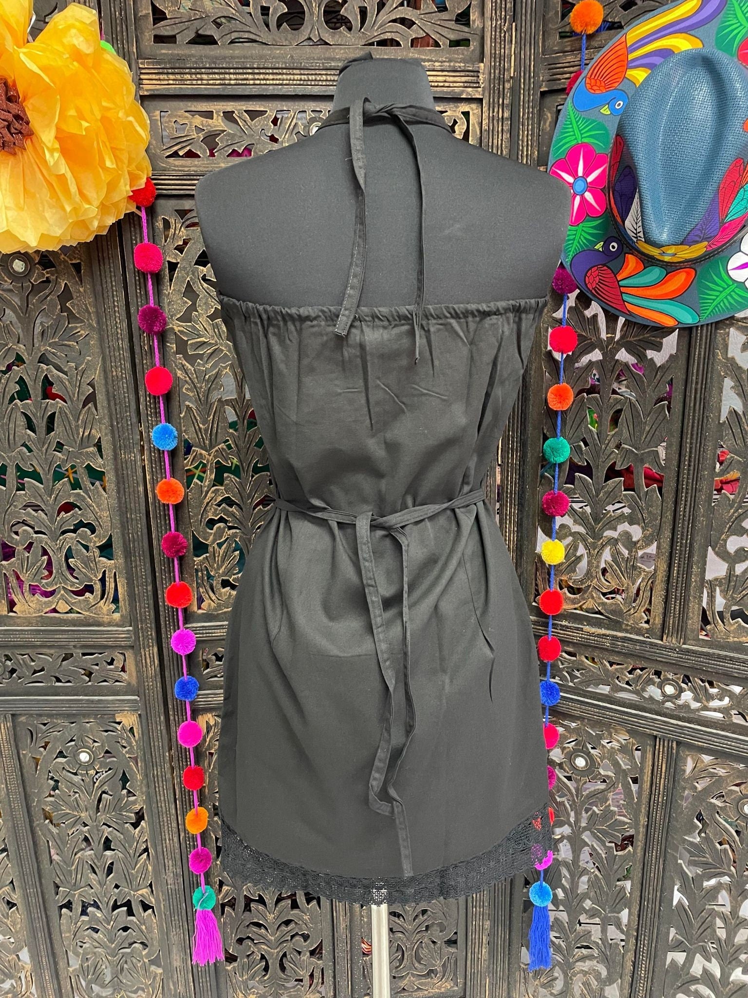 Beautiful Embroidered Halter Sun Dress - Artisanal Embroidered Summer Dress