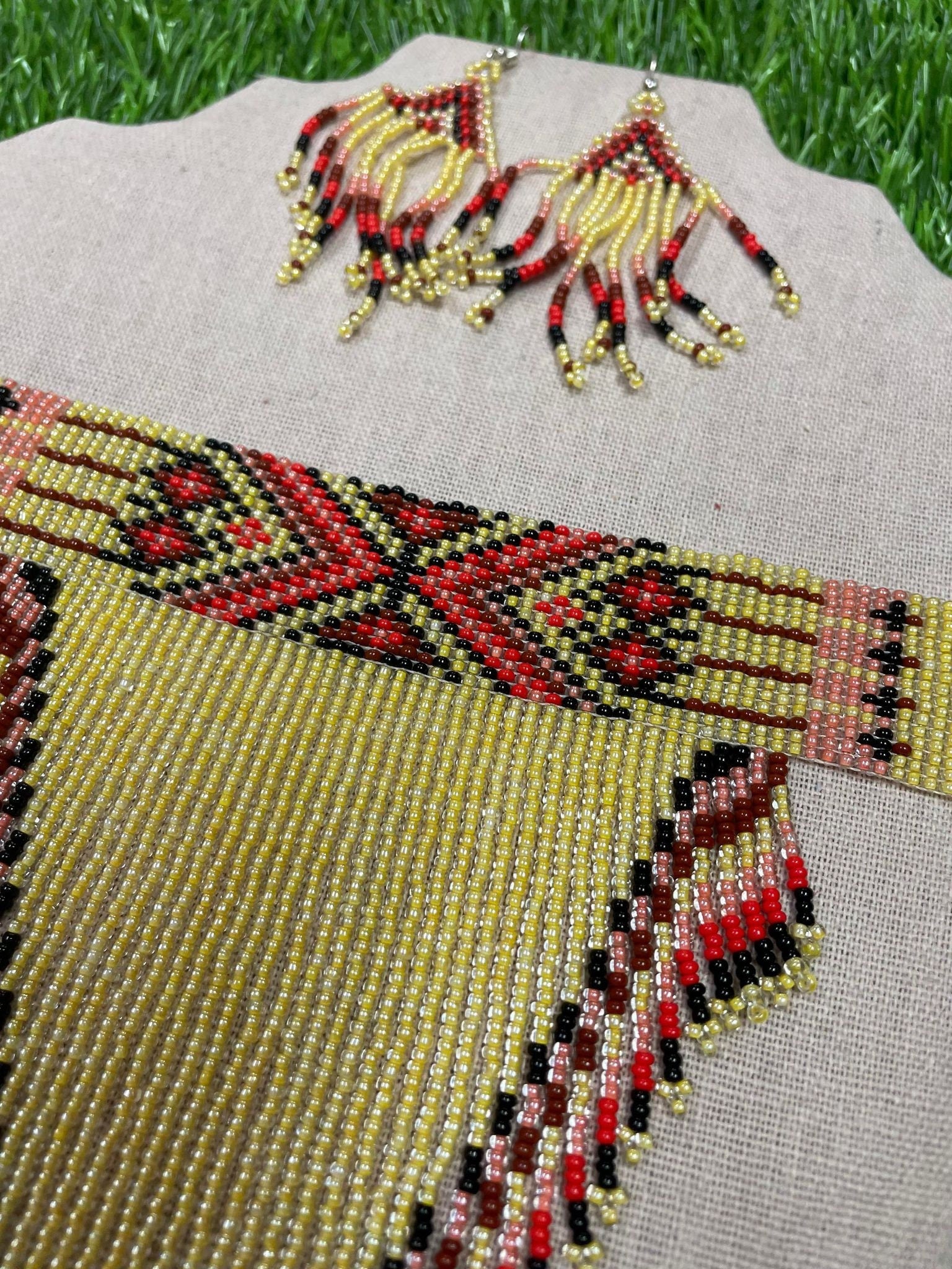 Image of Beautiful Artisanal Mexican Beaded Jewelry Choker Set - 3 Piece Set - Made by our Oaxaca Artisan Partners