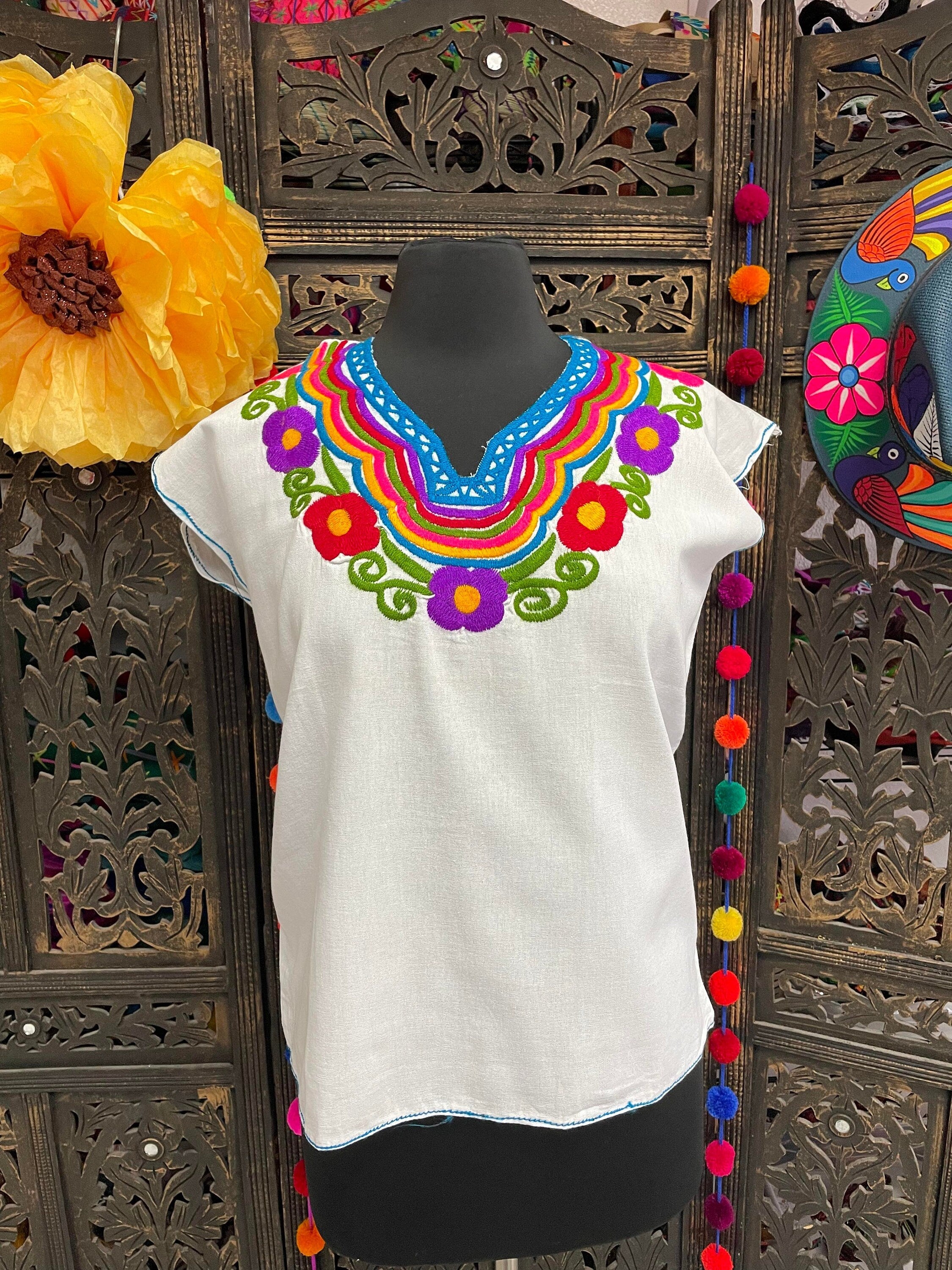 Beautiful Hand Embroidered Floral Blouse - Handmade Artisanal Blouse