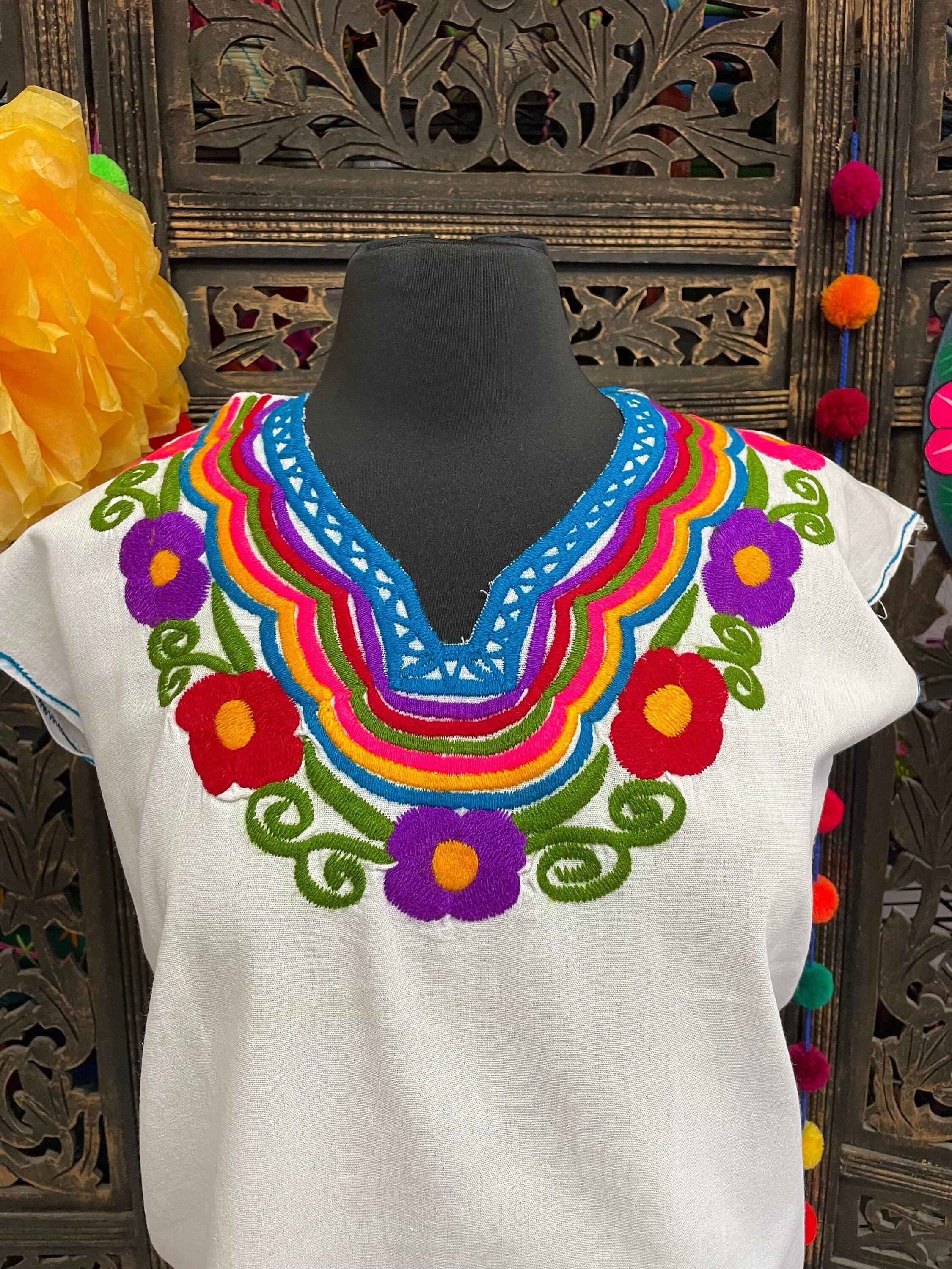 Image of Beautiful Hand Embroidered Floral Blouse - Handmade Artisanal Blouse