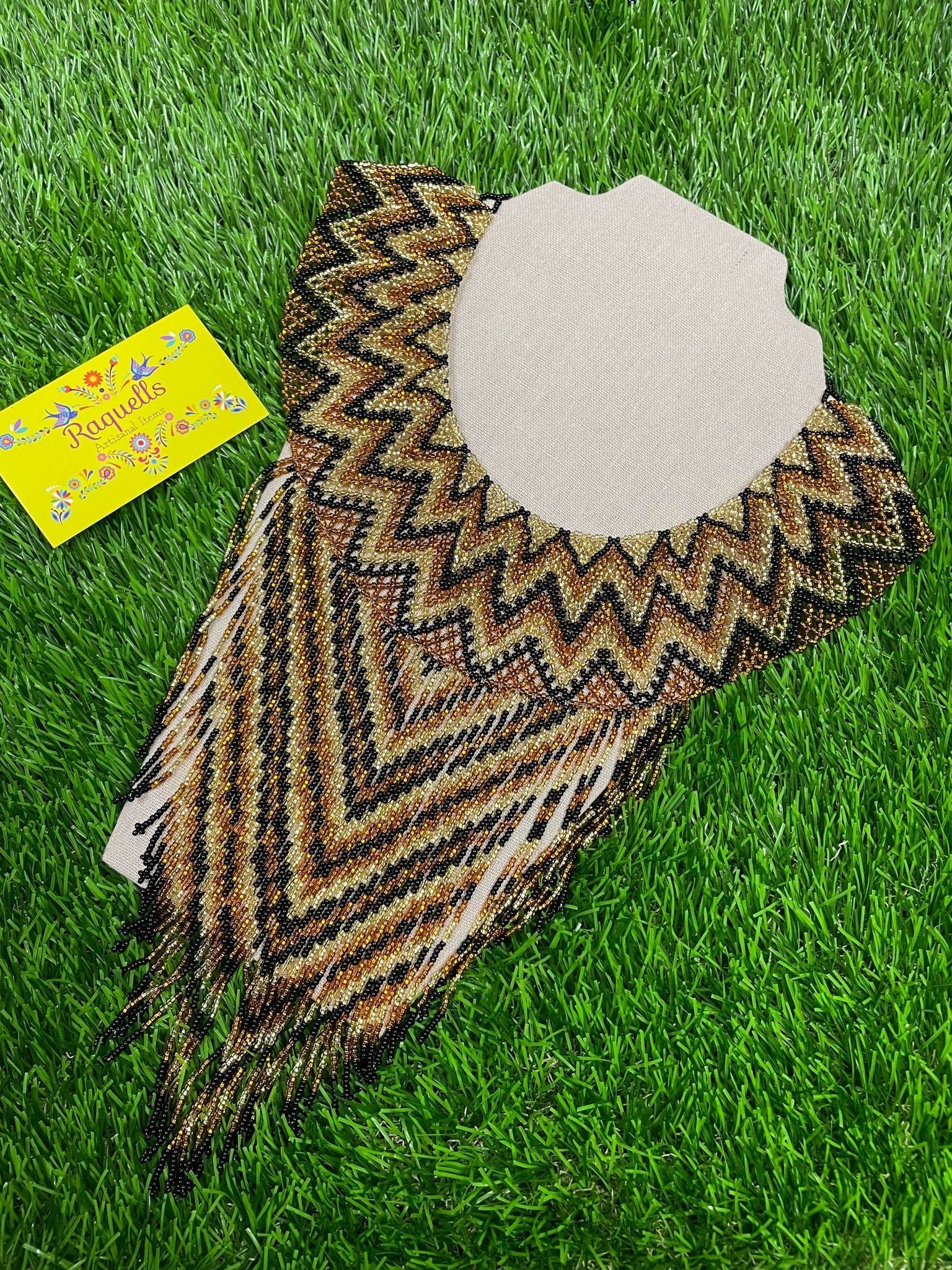 Image of Beautiful Chevron Artisanal Mexican Beaded Jewelry Set- Made by our Oaxaca Artisan Partners