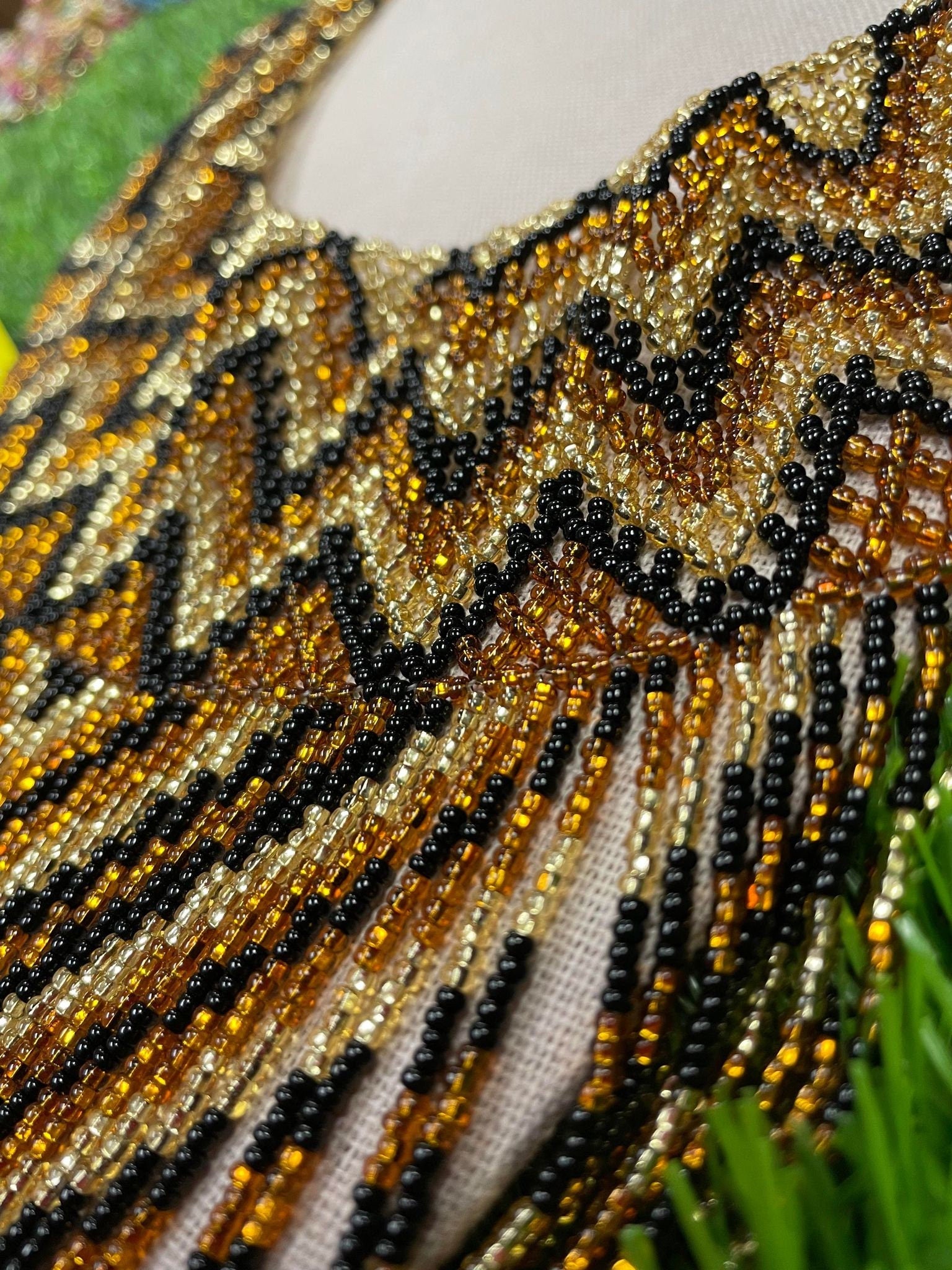 Image of Beautiful Chevron Artisanal Mexican Beaded Jewelry Set- Made by our Oaxaca Artisan Partners