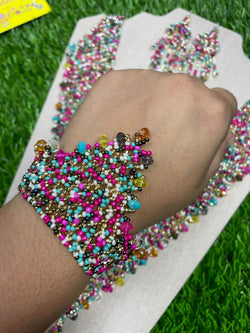 Image of Beautiful Artisanal Mexican Beaded Rainbow Jewelry Set - 3 Piece Set - Made by our Oaxaca Artisan Partners