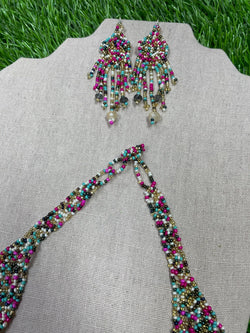 Image of Beautiful Artisanal Mexican Beaded Rainbow Jewelry Set - 3 Piece Set - Made by our Oaxaca Artisan Partners