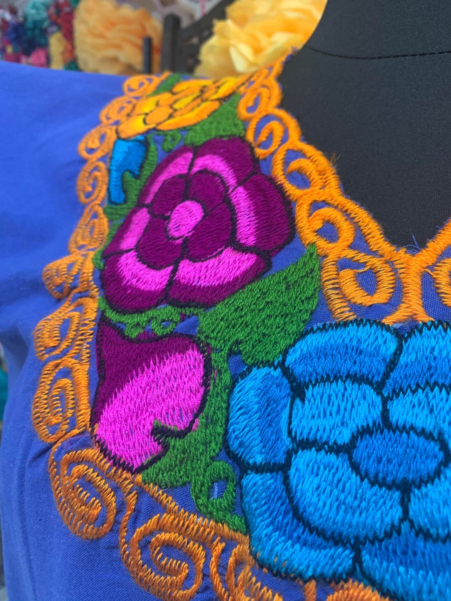 Image of Gorgeous Sunflower Embroidered Dress - Mexican Embroidered Dress - Floral Designs - 2X