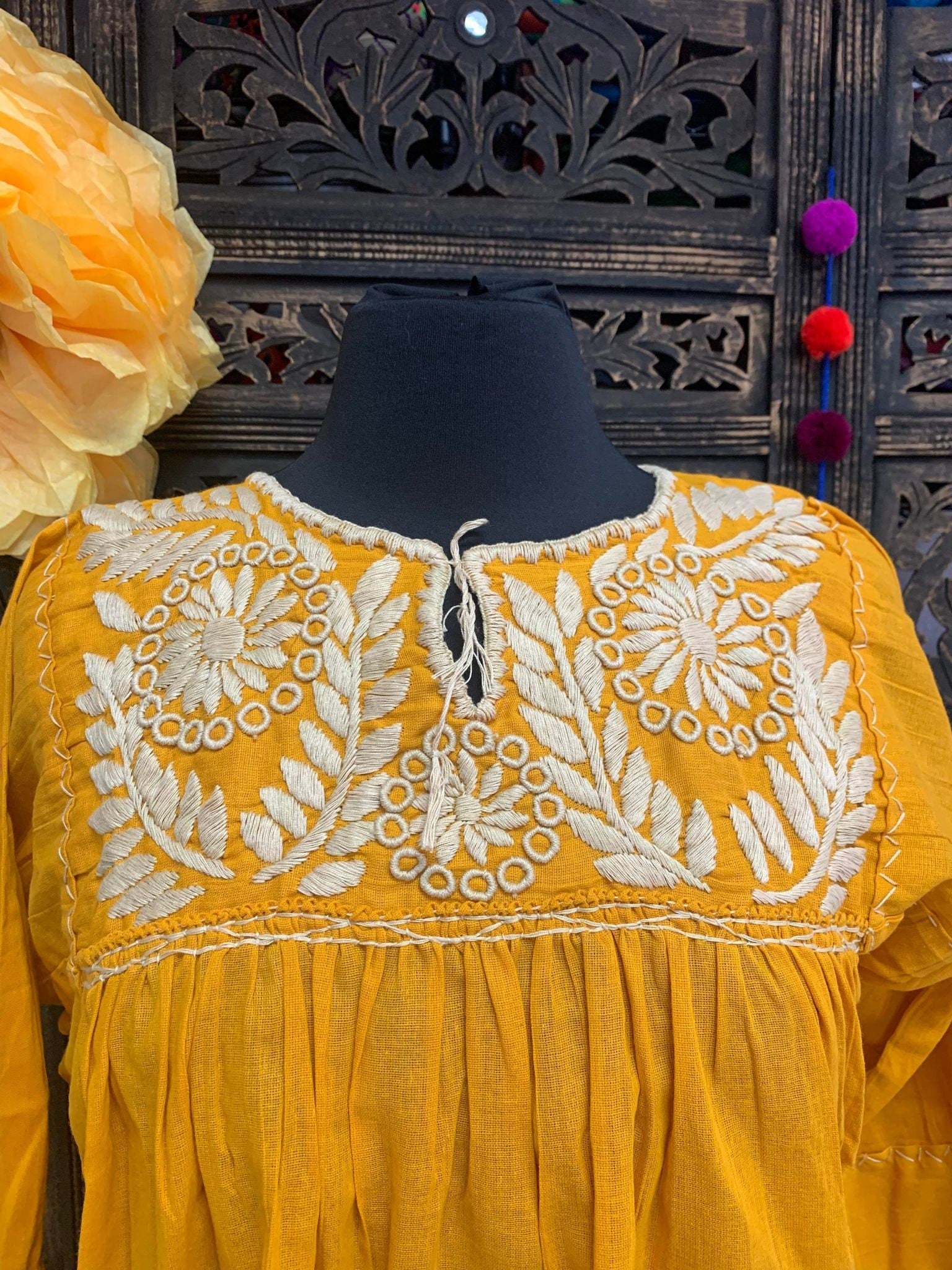 Image of Trendy Hand Embroidered Blouse - Mexican Embroidered Blouse - Floral Designs - Medium