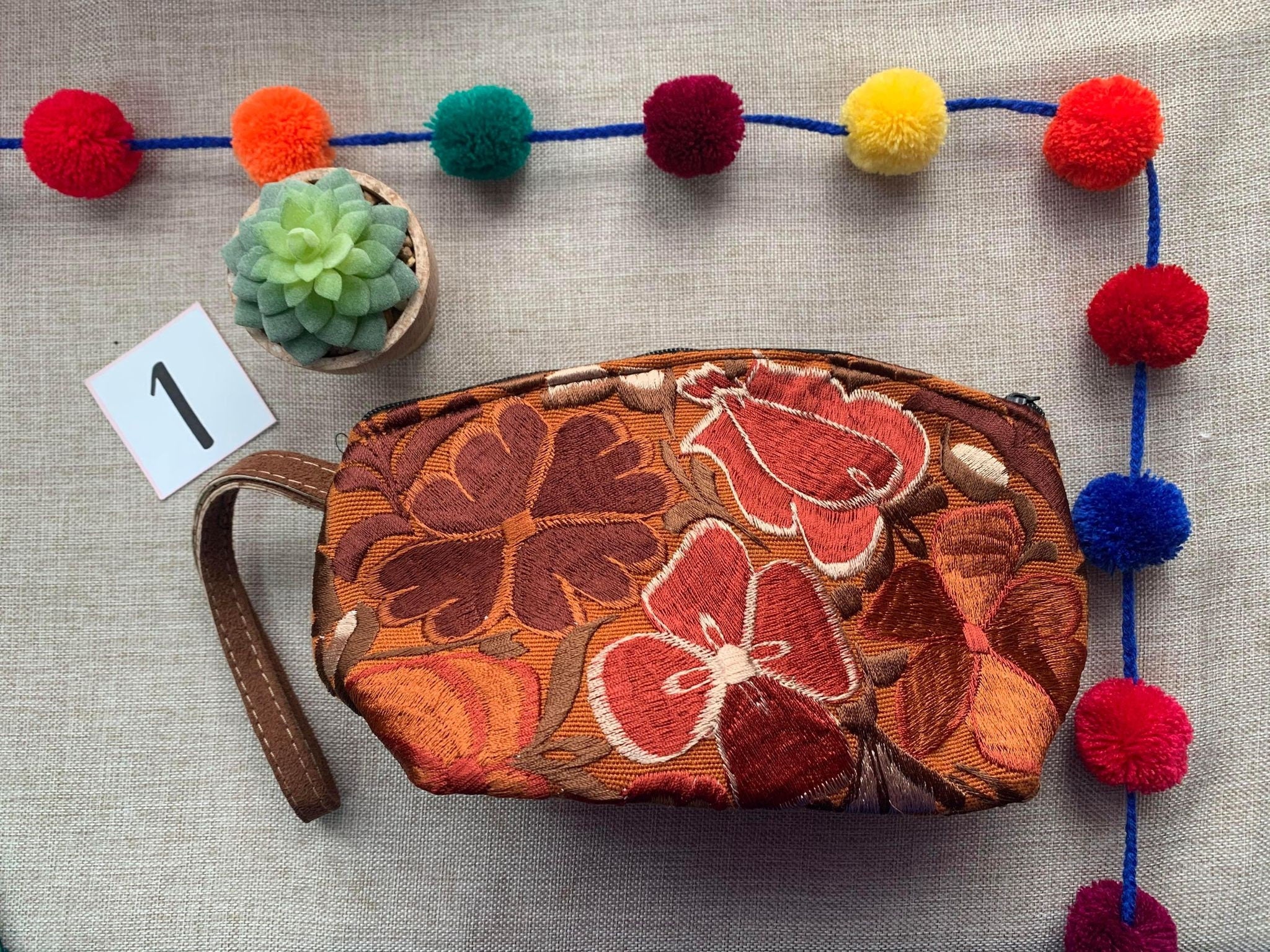 Image of Mexican Embroidered Cosmetic Bag