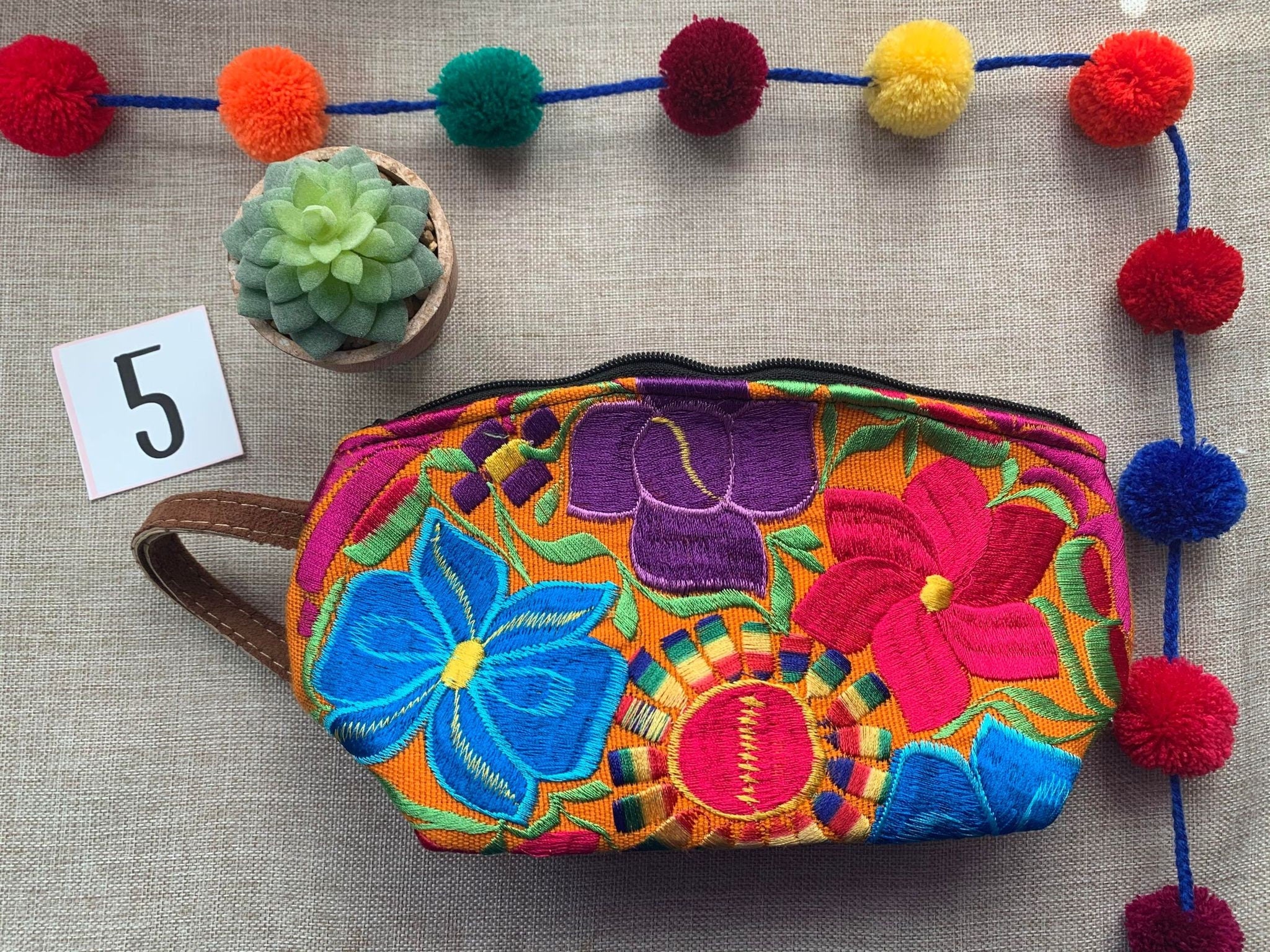 Image of Mexican Embroidered Cosmetic Bag