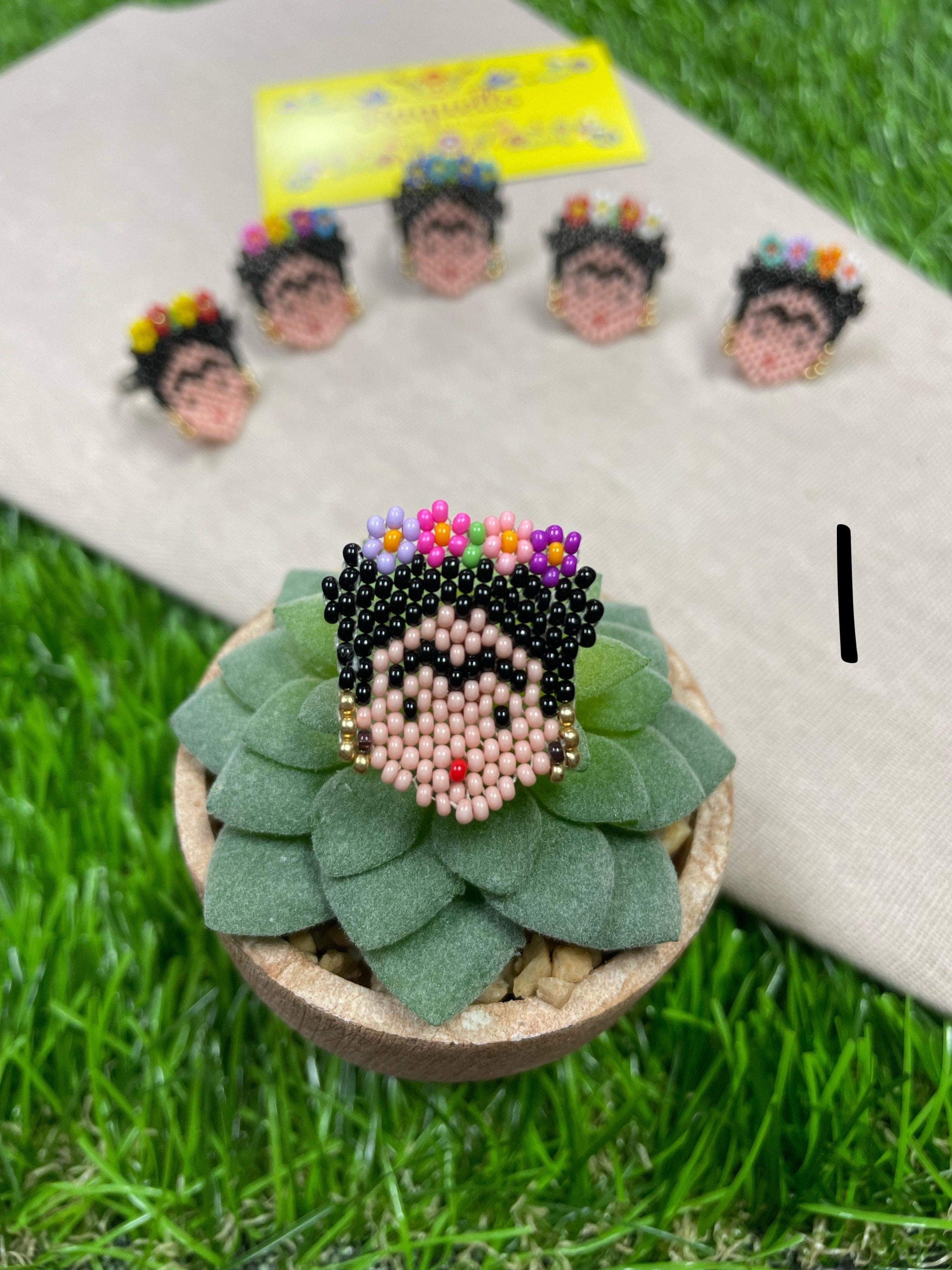 Image of Beautiful Hand Beaded Artisanal Frida Rings - Beaded Rings From Chiapas, Mexico