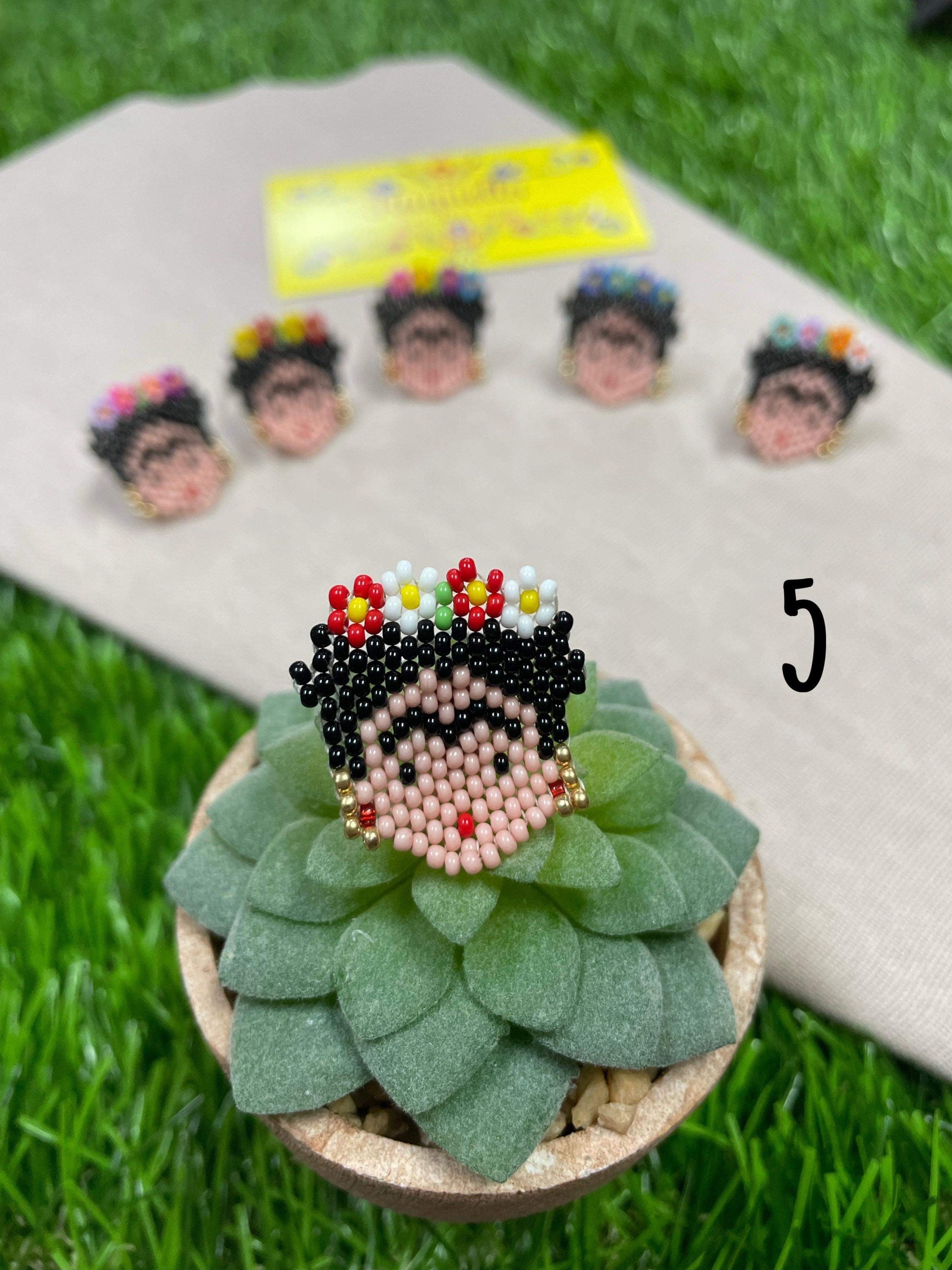 Image of Beautiful Hand Beaded Artisanal Frida Rings - Beaded Rings From Chiapas, Mexico