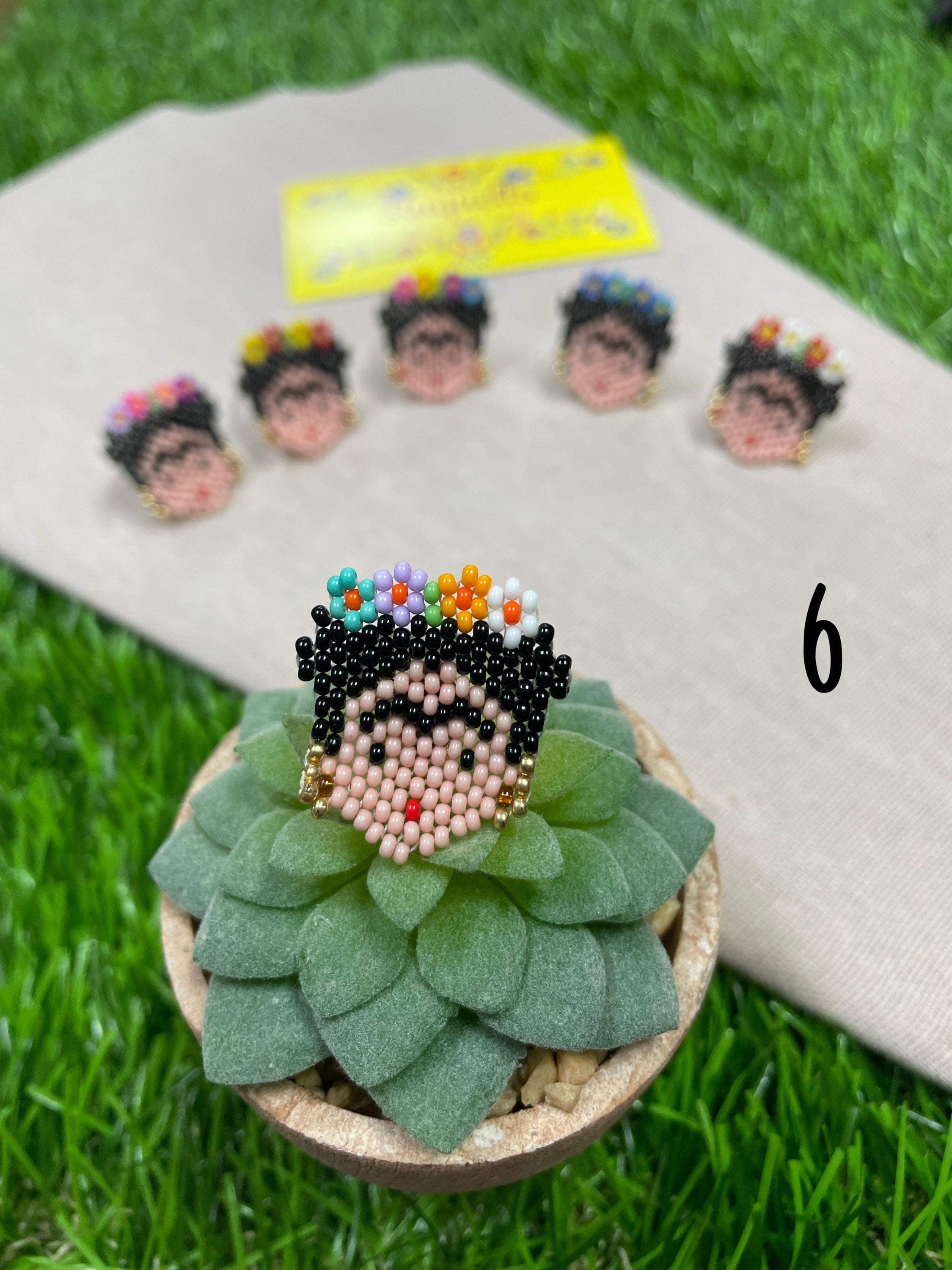 Image of Beautiful Hand Beaded Artisanal Frida Rings - Beaded Rings From Chiapas, Mexico