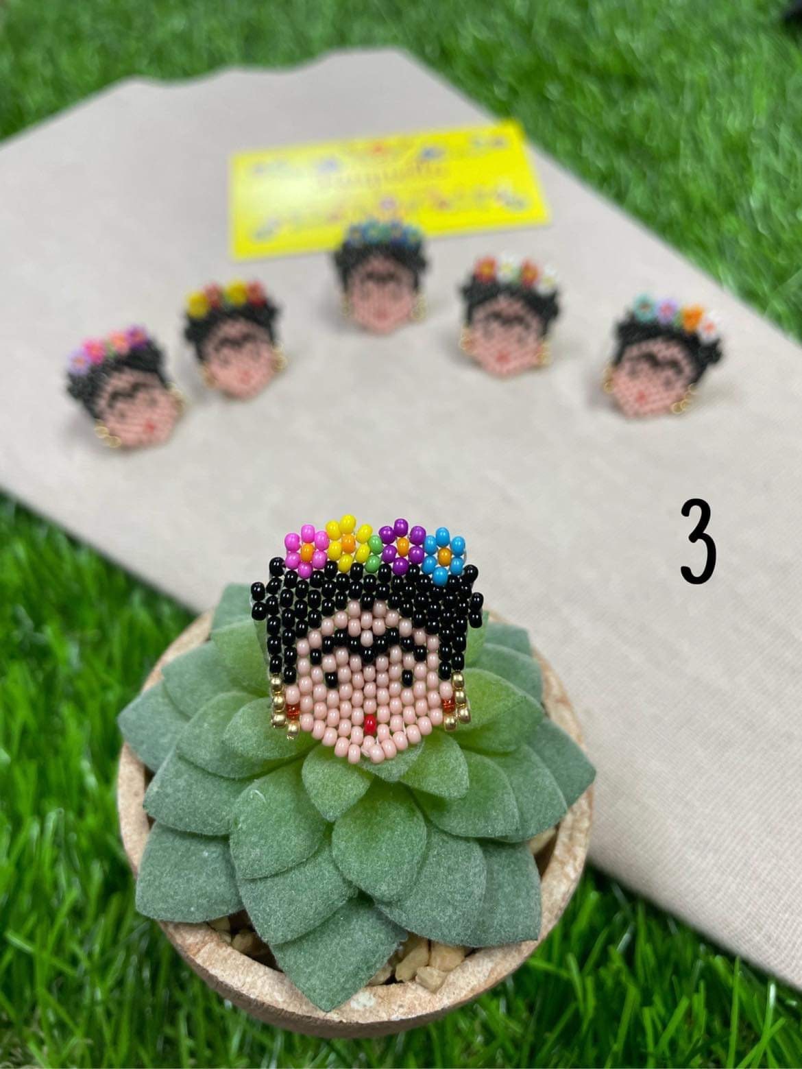 Image of Beautiful Hand Beaded Artisanal Frida Rings - Beaded Rings From Chiapas, Mexico