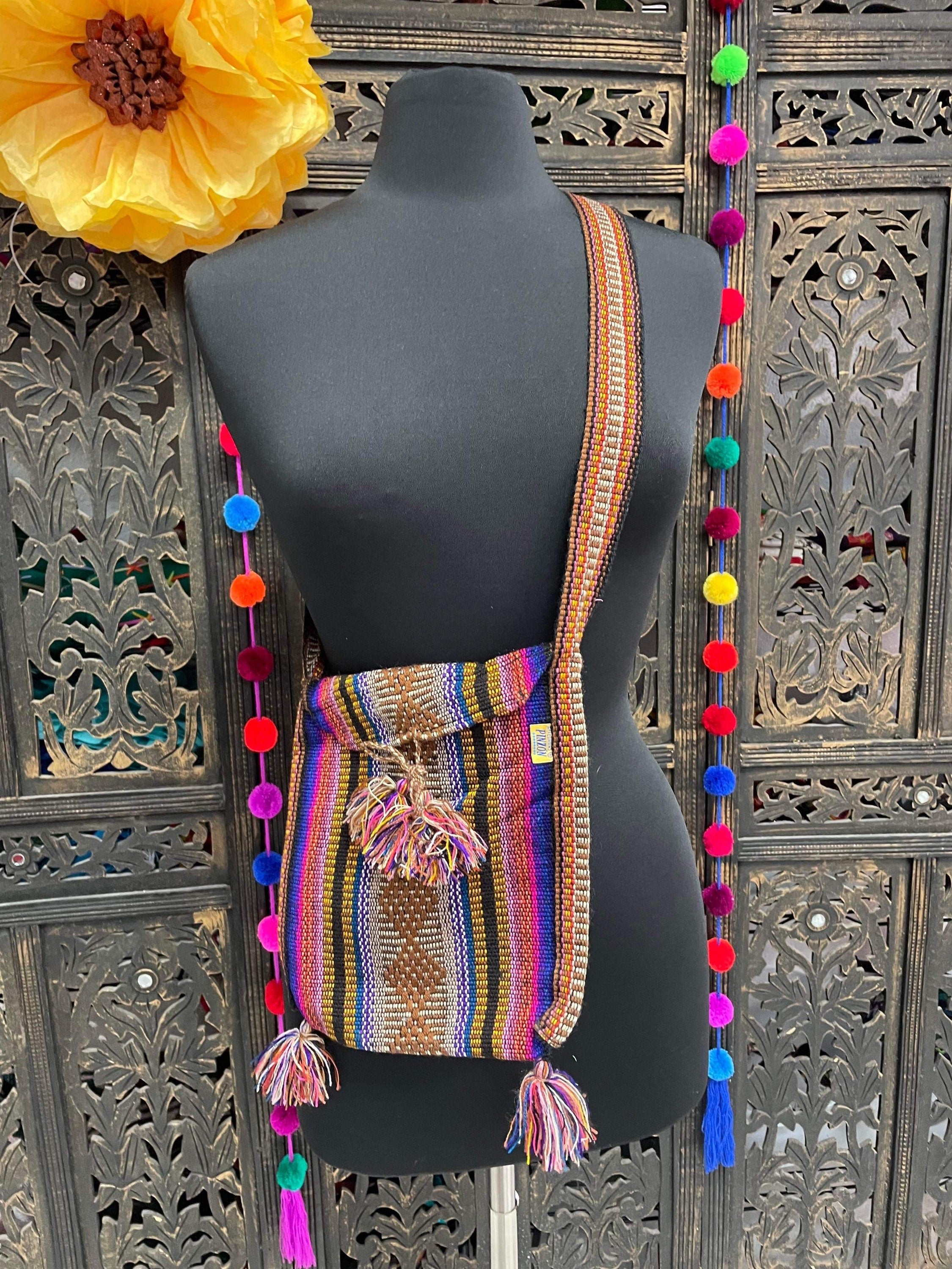 Image of Handmade Rainbow Messenger Bag - Boho Crossbody Bag