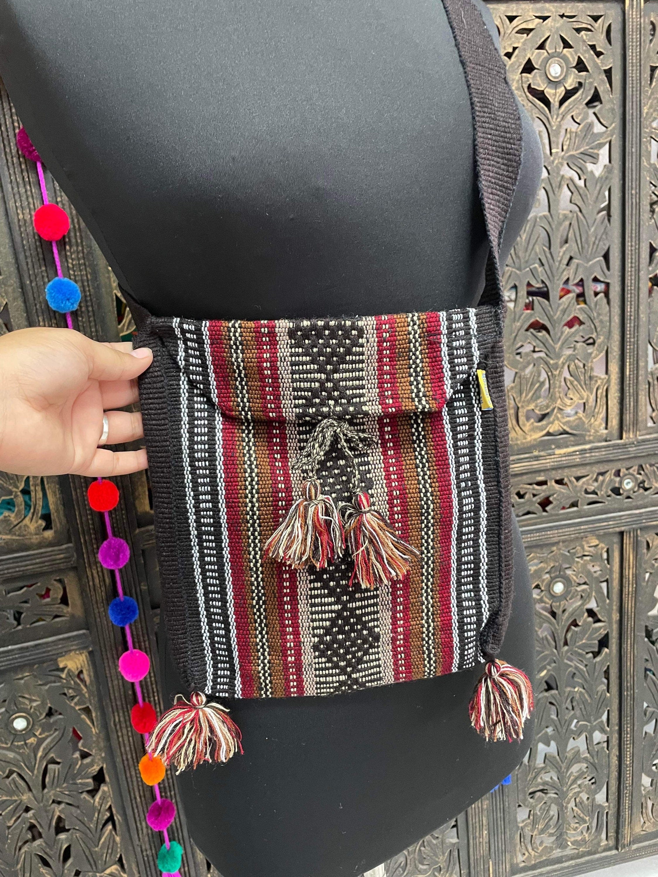 Image of Handwoven Boho Shoulder Bag: Multicolor Artisan Hippie Purse