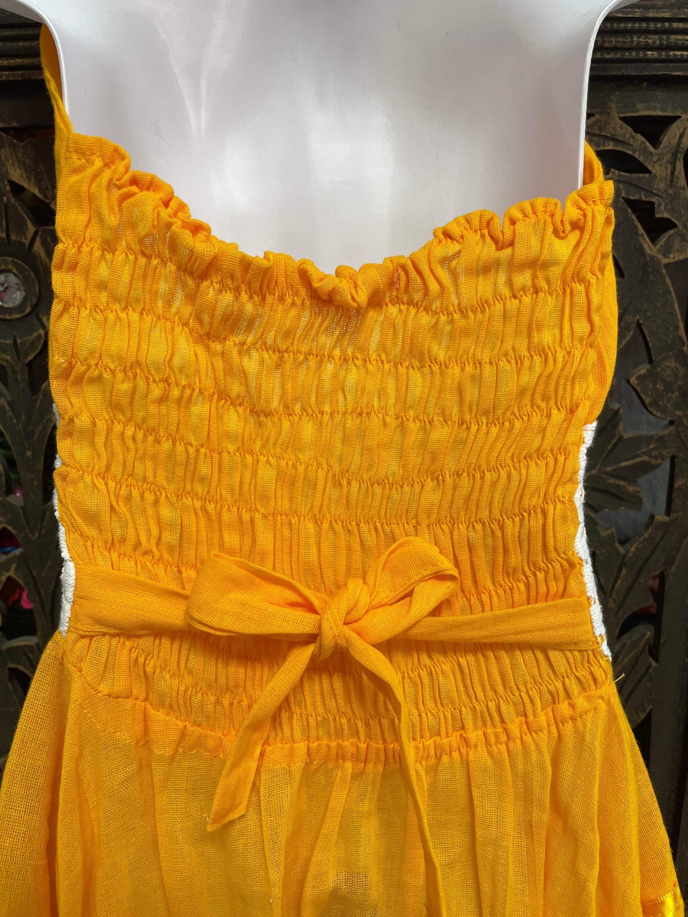 Artisanal Pinneapple Embroidered Girls Dress - Mexican Embroidered Dress