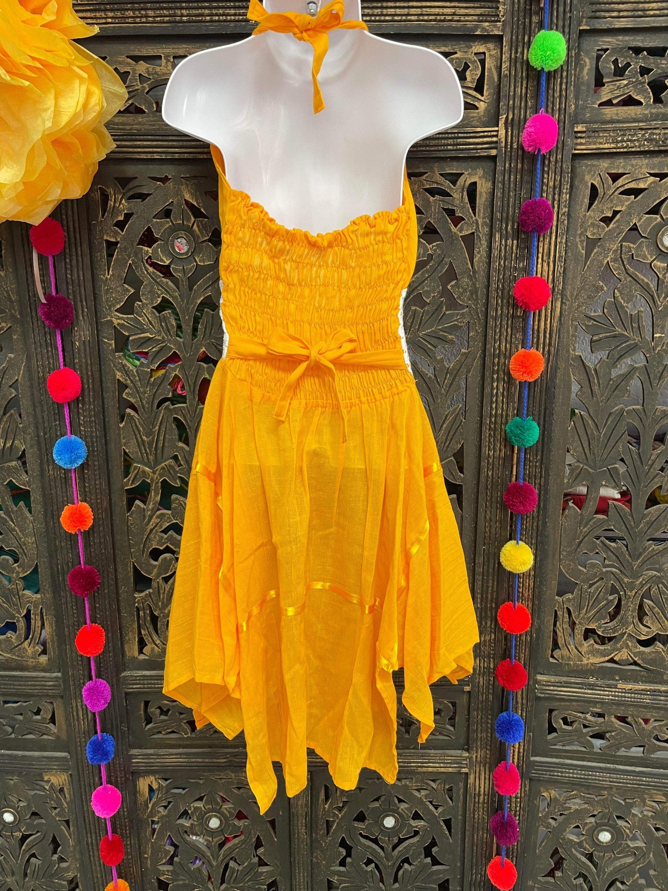 Image of Artisanal Pinneapple Embroidered Girls Dress - Mexican Embroidered Dress