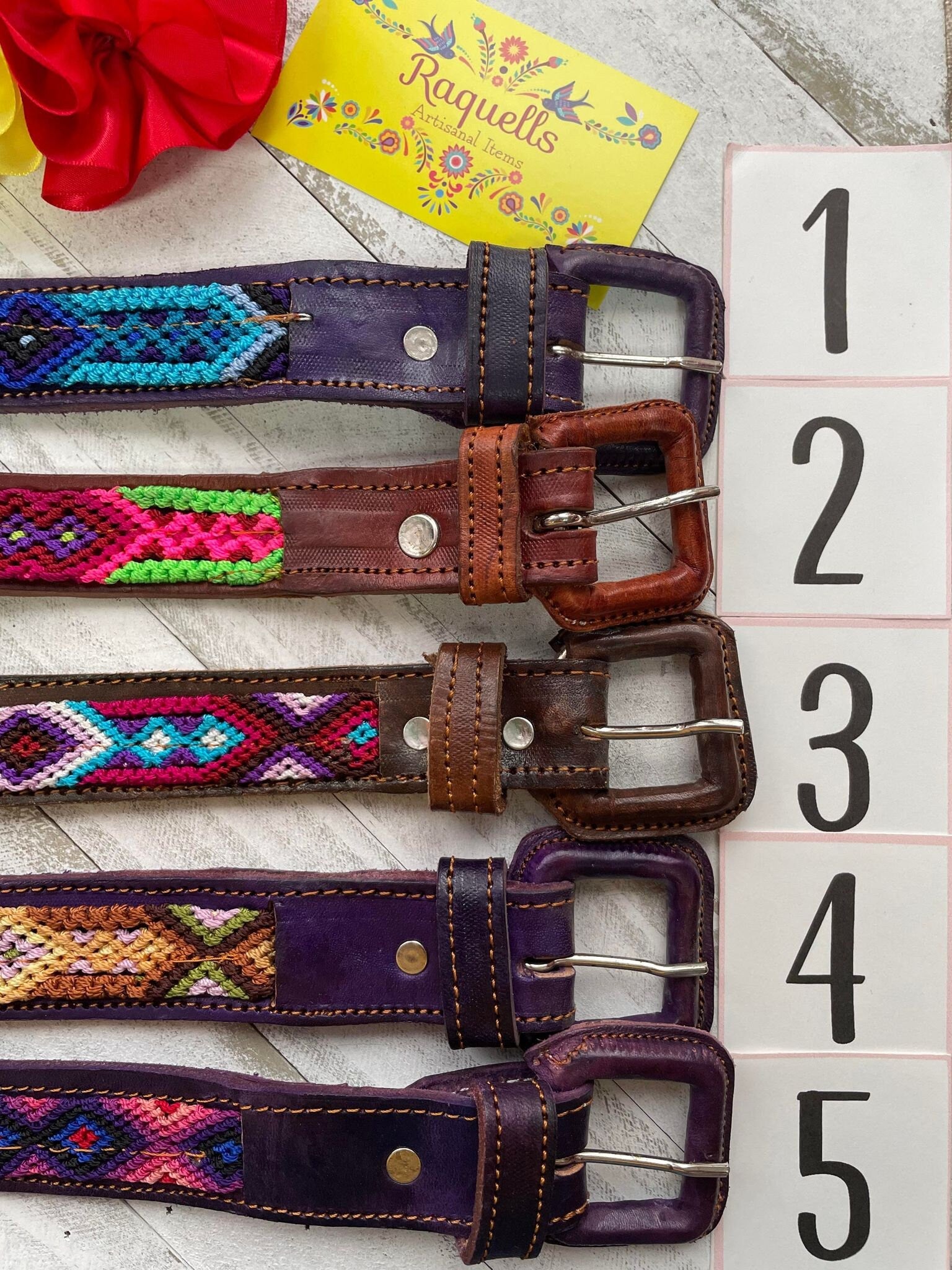 Image of Girls Unique Boho Embroidered Belt - Handmade Embroidered Belts - Boho Artisanal Belts