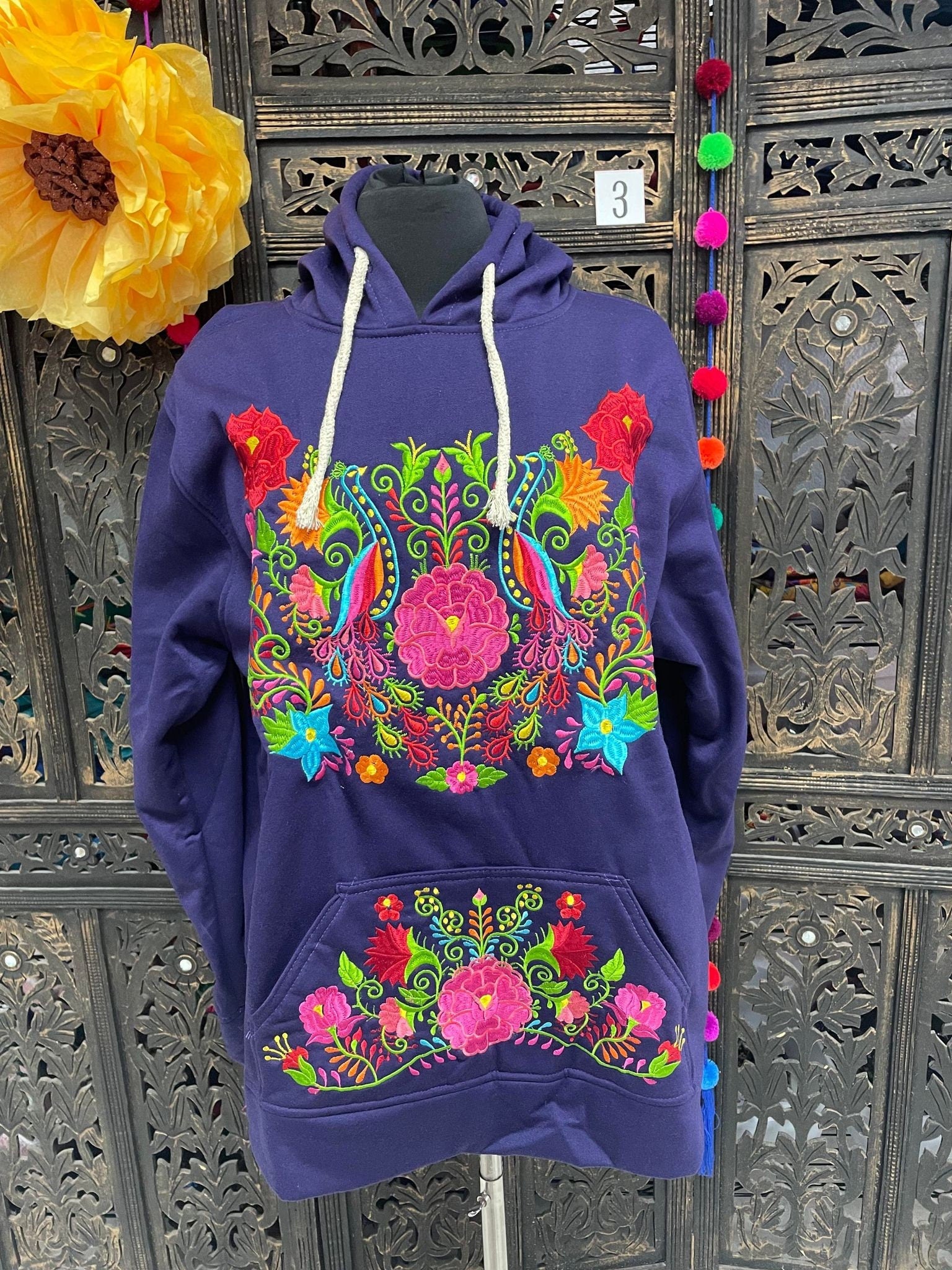 Image of Large Mexican Embroidered Pullover Sweaters - Floral Embroidered Sweaters