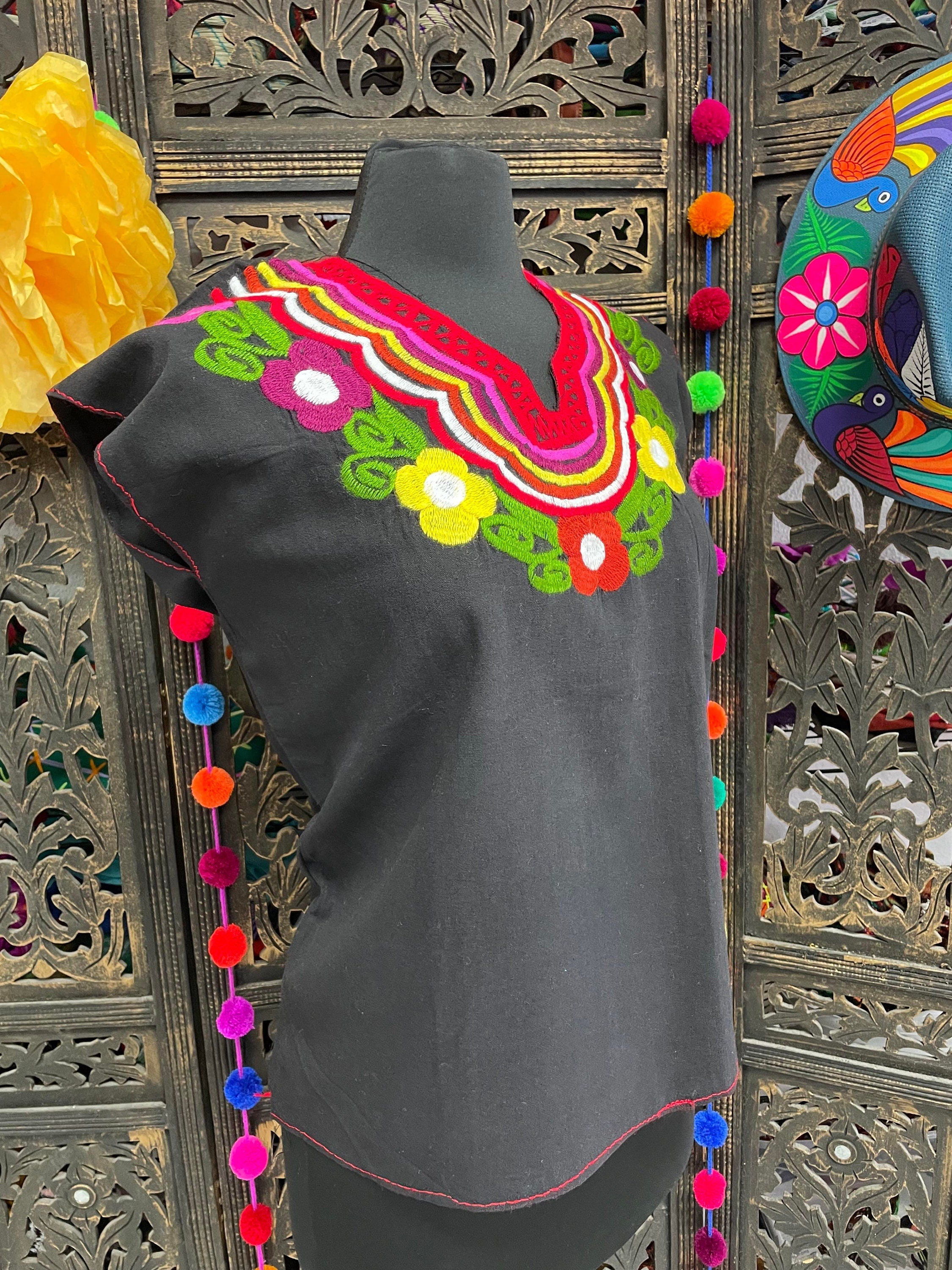 Image of Beautiful Hand Embroidered Floral Blouse - Handmade Artisanal Blouse