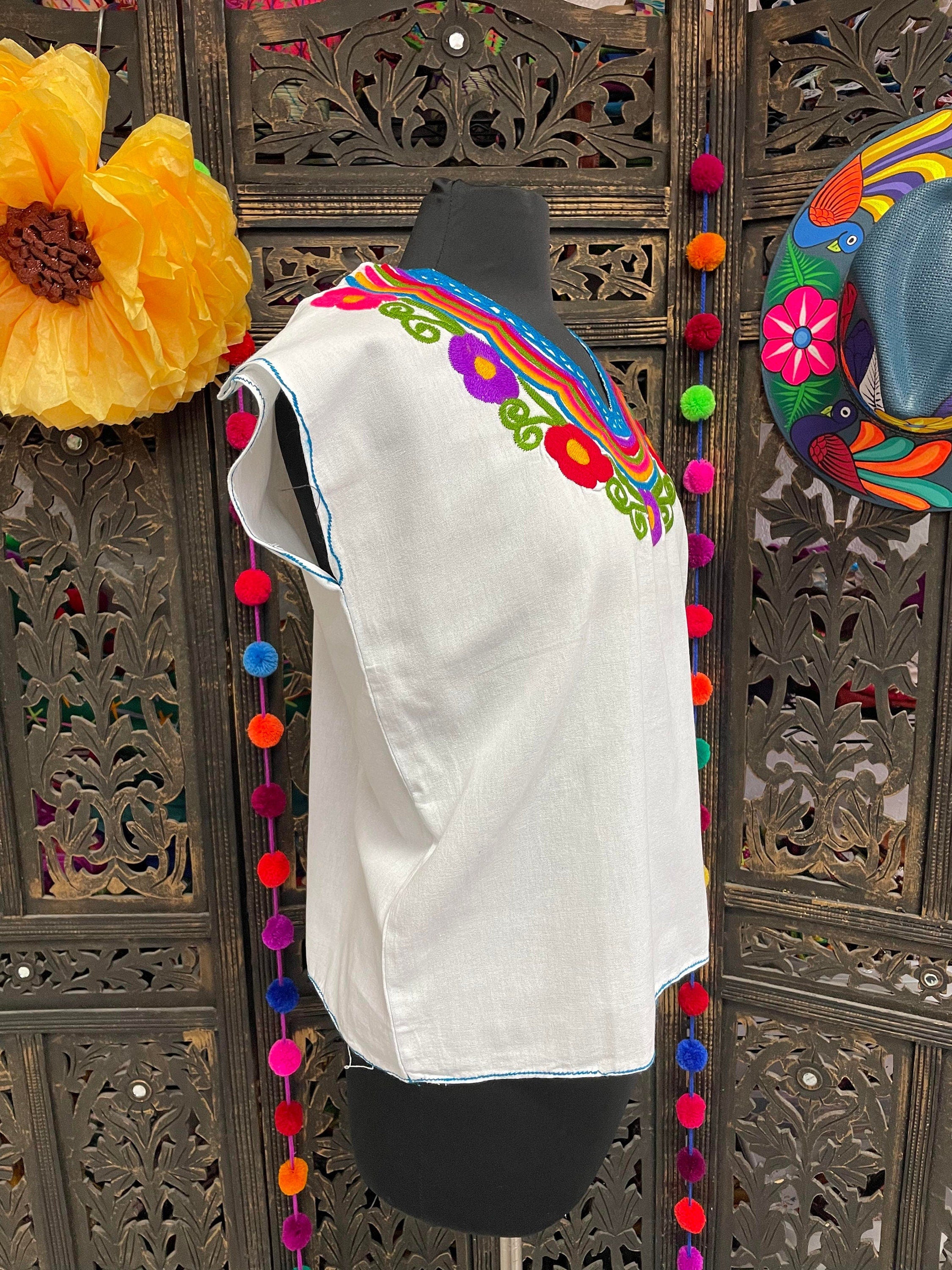 Image of Beautiful Hand Embroidered Floral Blouse - Handmade Artisanal Blouse