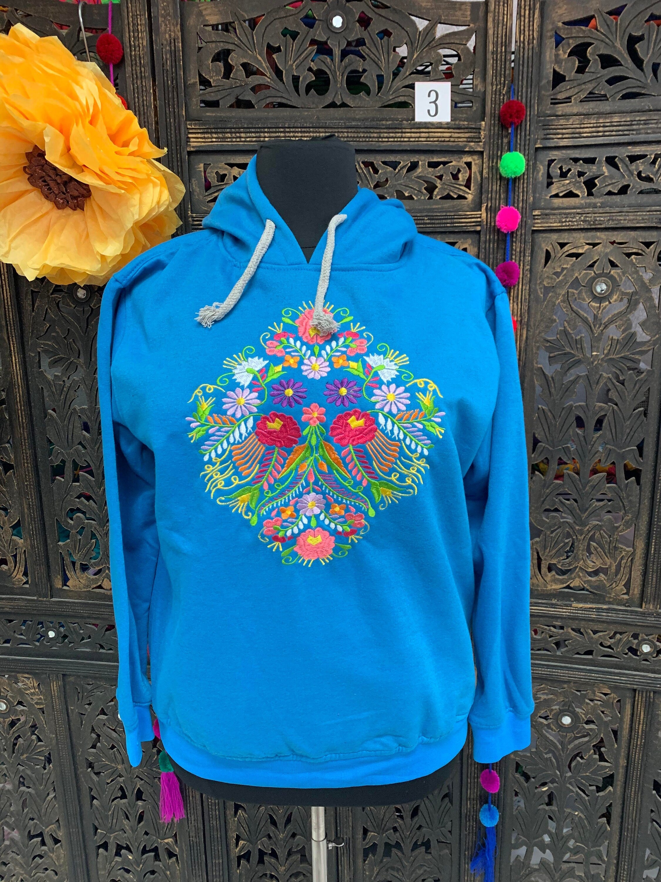 Image of 1X Mexican Embroidered Pullover Sweaters - Floral Embroidered Sweaters