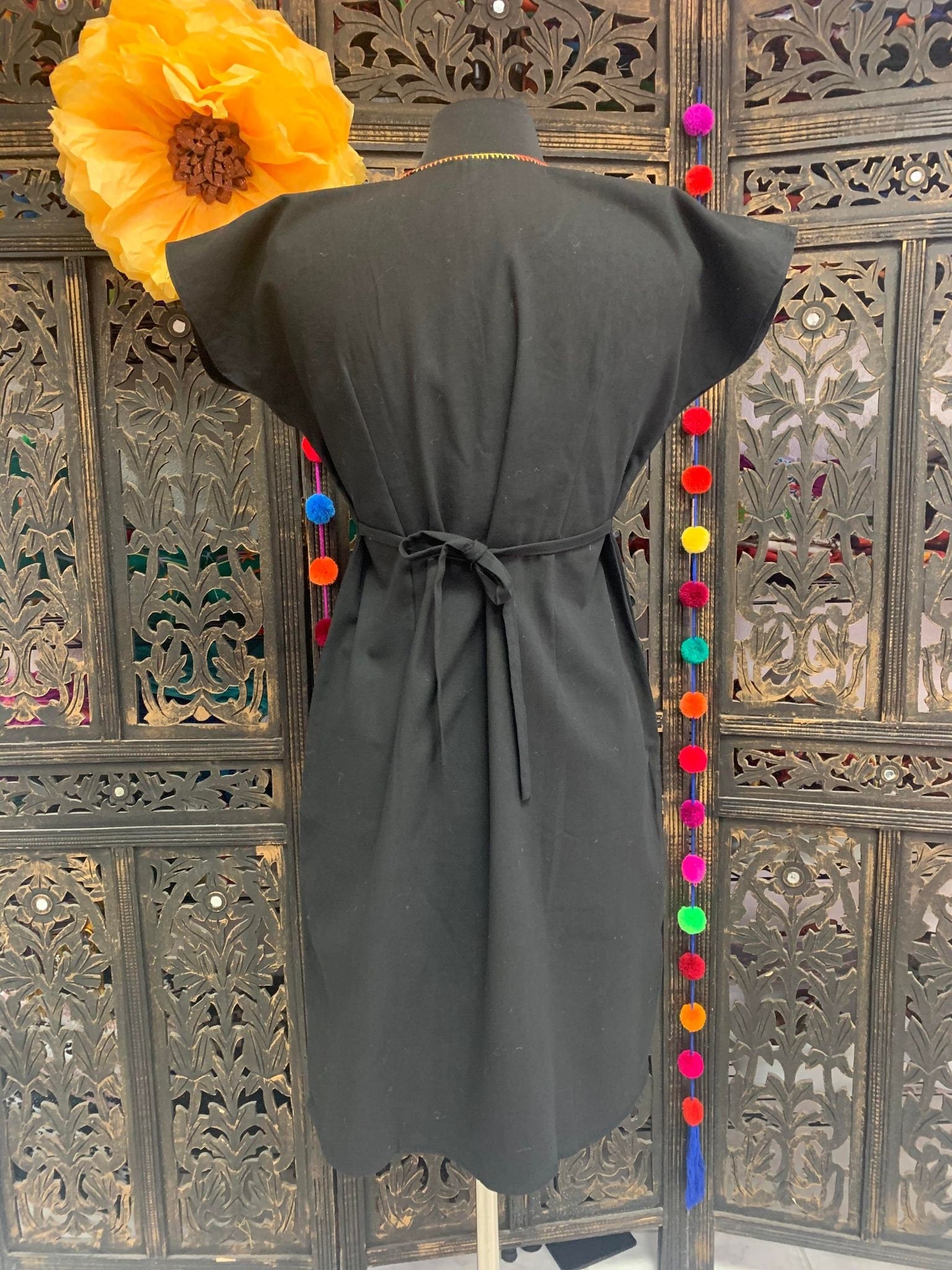 Image of Gorgeous Sunflower Embroidered Dress - Mexican Embroidered Dress - Floral Designs - S