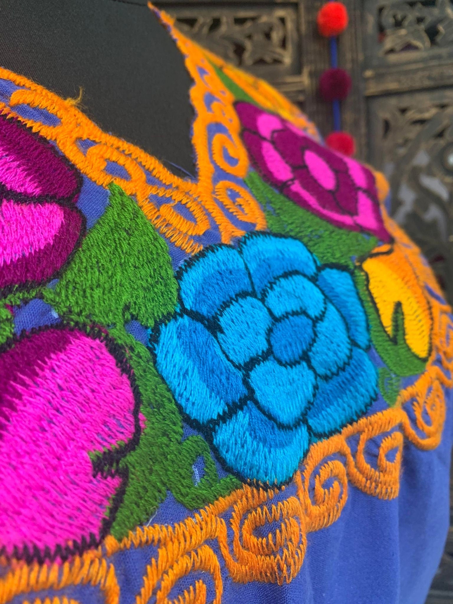 Image of Gorgeous Sunflower Embroidered Dress - Mexican Embroidered Dress - Floral Designs - 2X