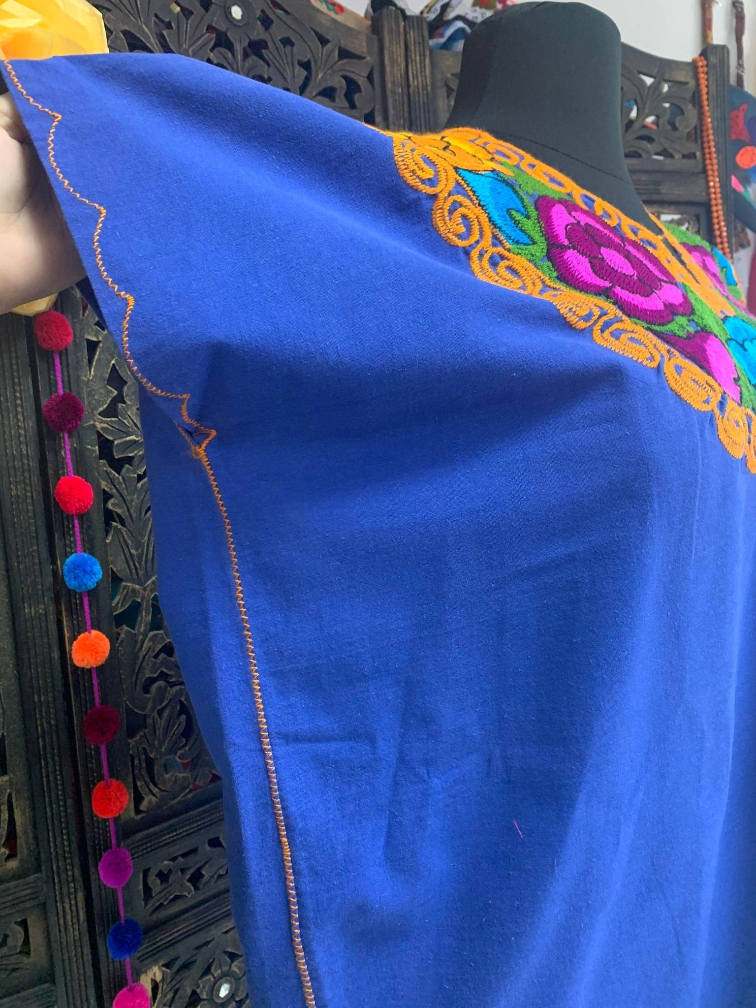 Image of Gorgeous Sunflower Embroidered Dress - Mexican Embroidered Dress - Floral Designs - 2X