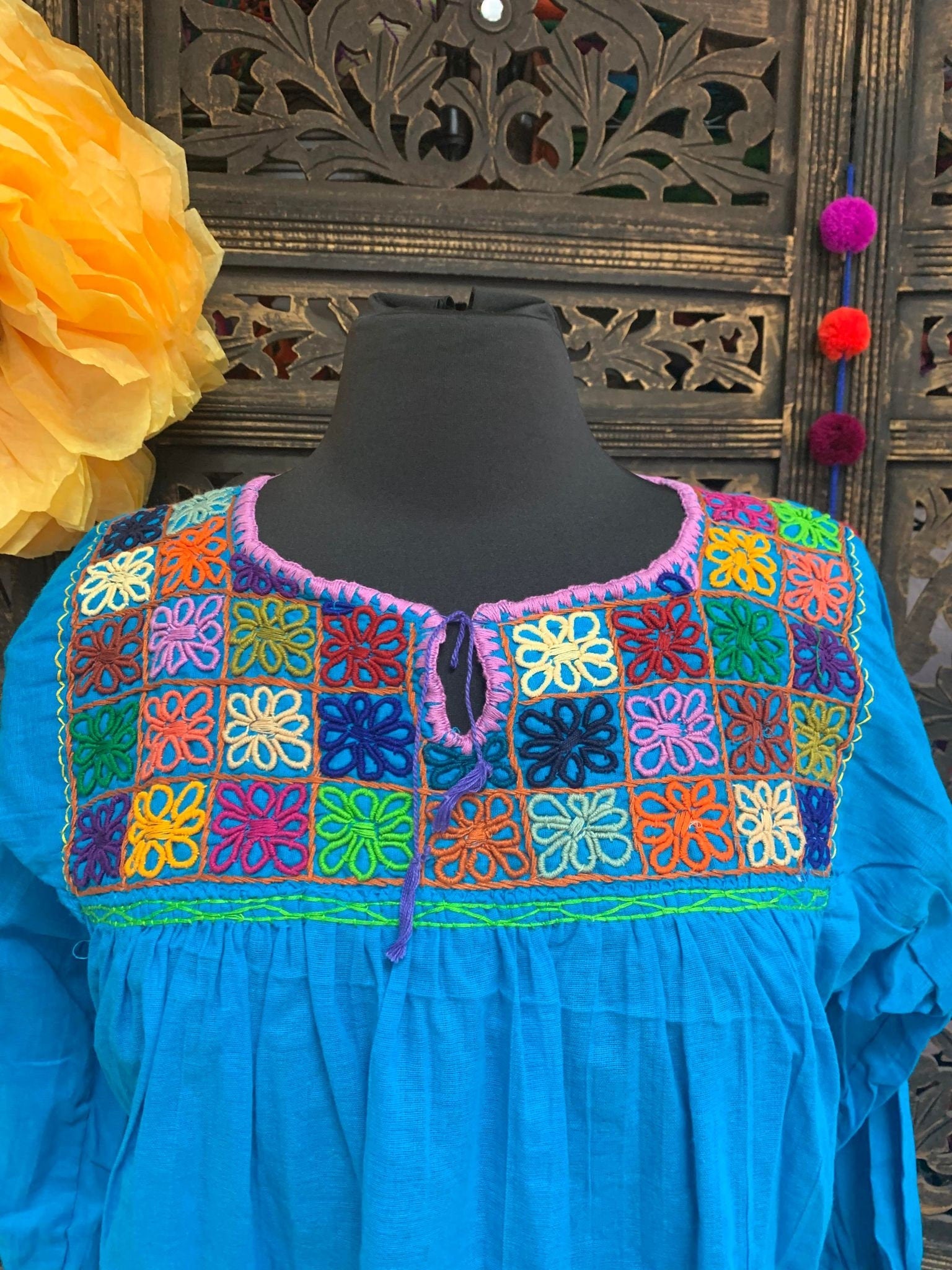 Beautiful Floral Rococo Embroidered Blouse - Mexican Embroidered Blouse - Floral Designs