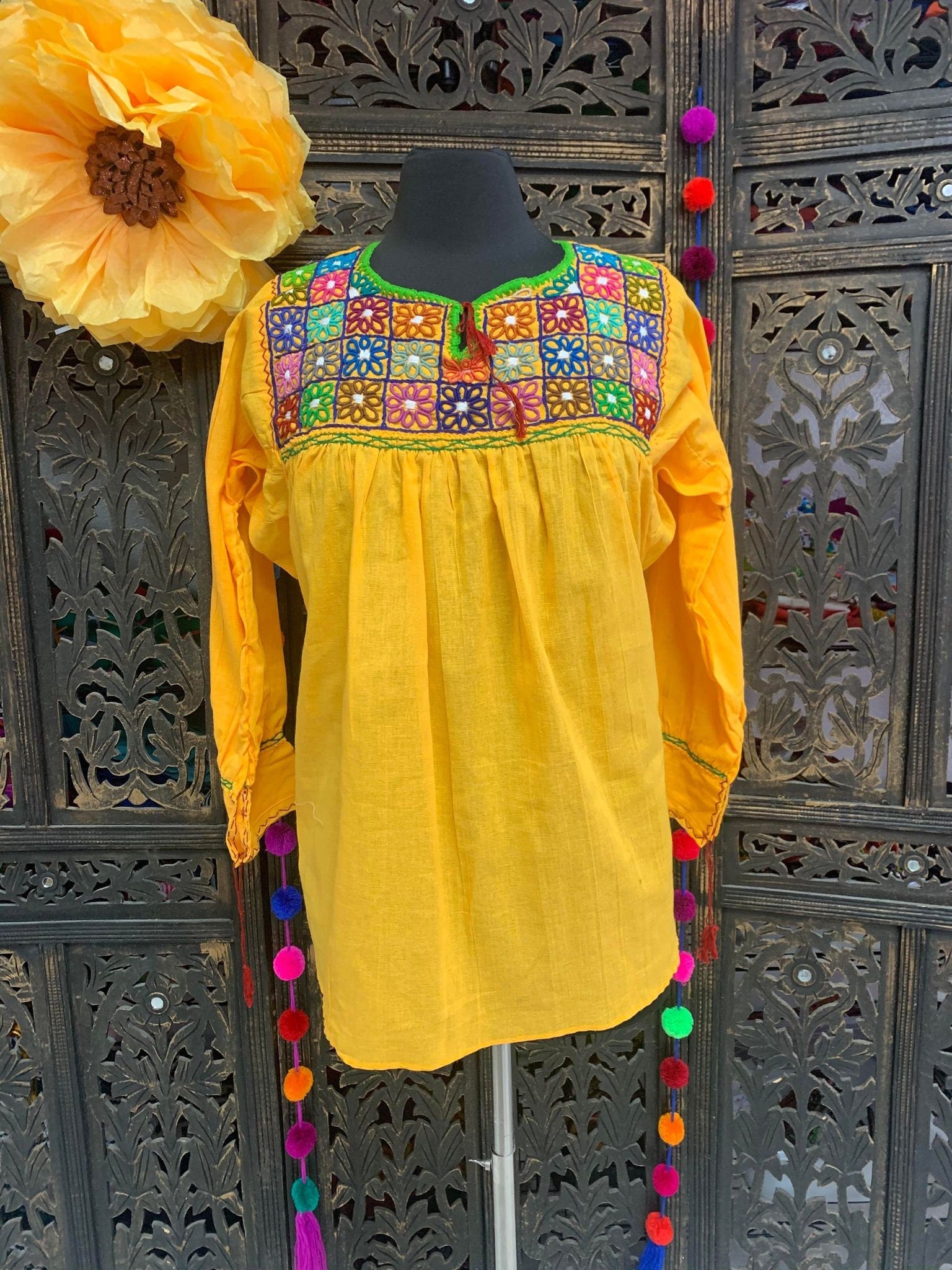 Beautiful Floral Rococo Embroidered Blouse - Mexican Embroidered Blouse - Floral Designs