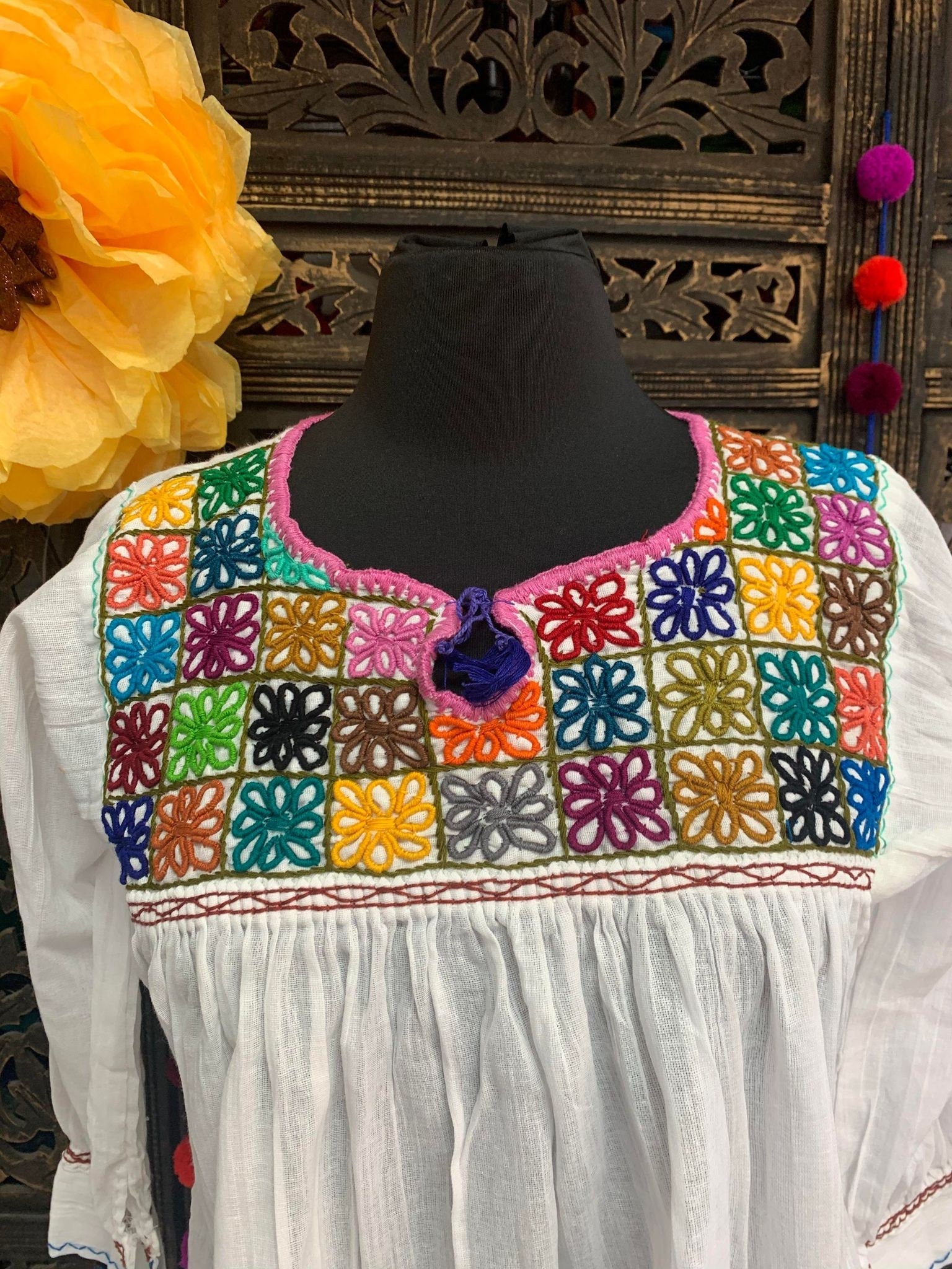 Beautiful Floral Rococo Embroidered Blouse - Mexican Embroidered Blouse - Floral Designs