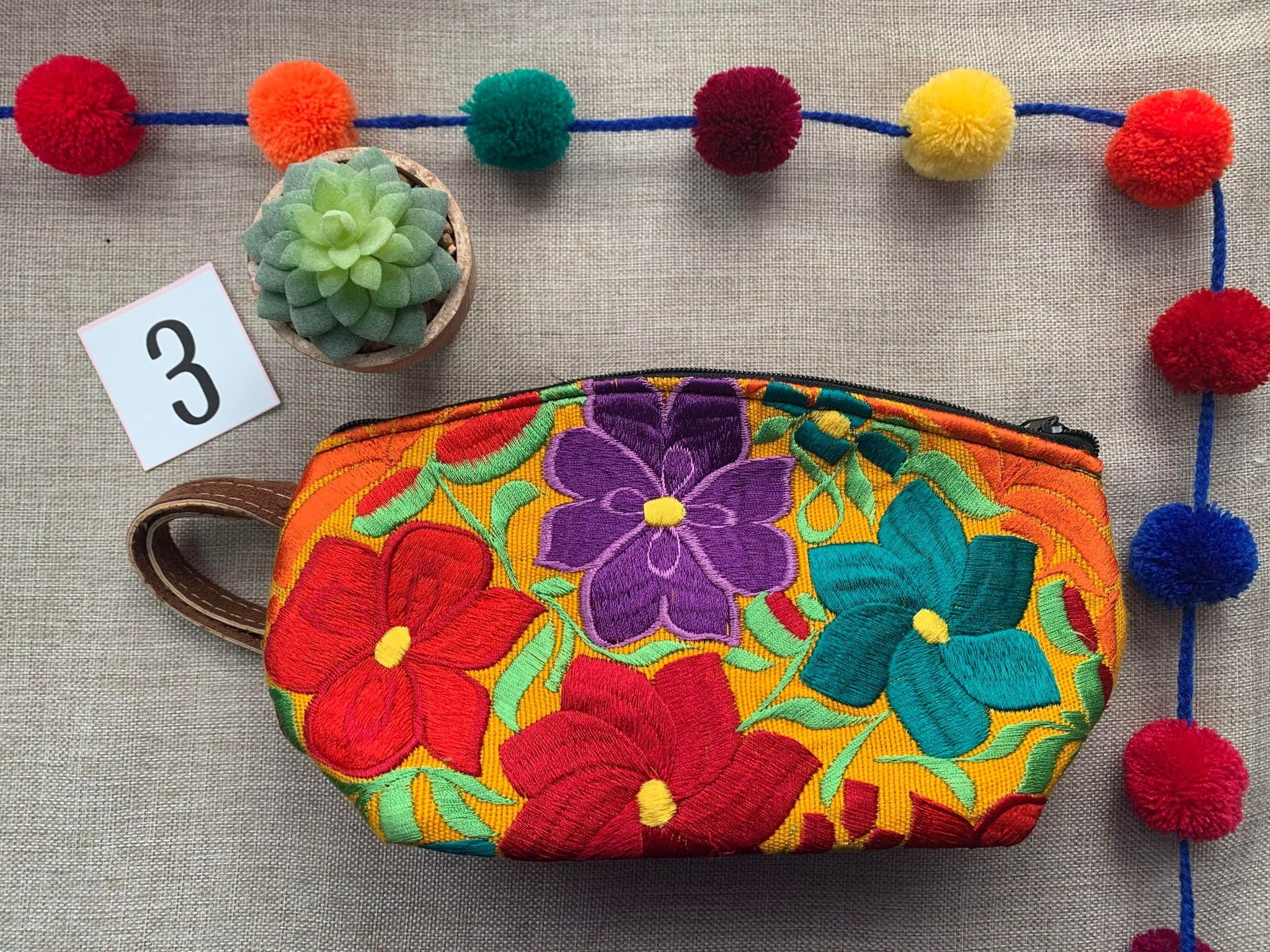 Image of Mexican Embroidered Cosmetic Bag