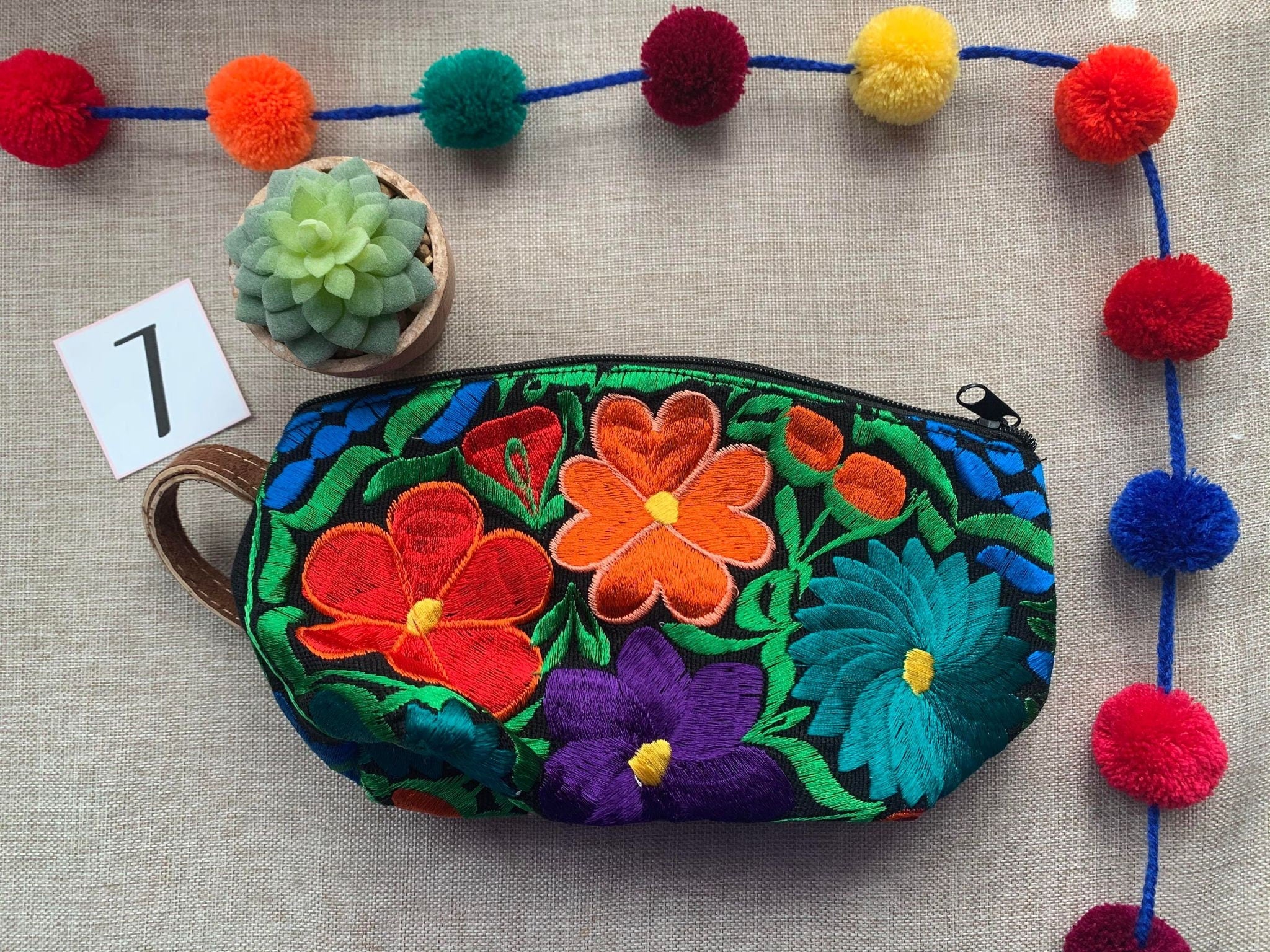 Image of Mexican Embroidered Cosmetic Bag