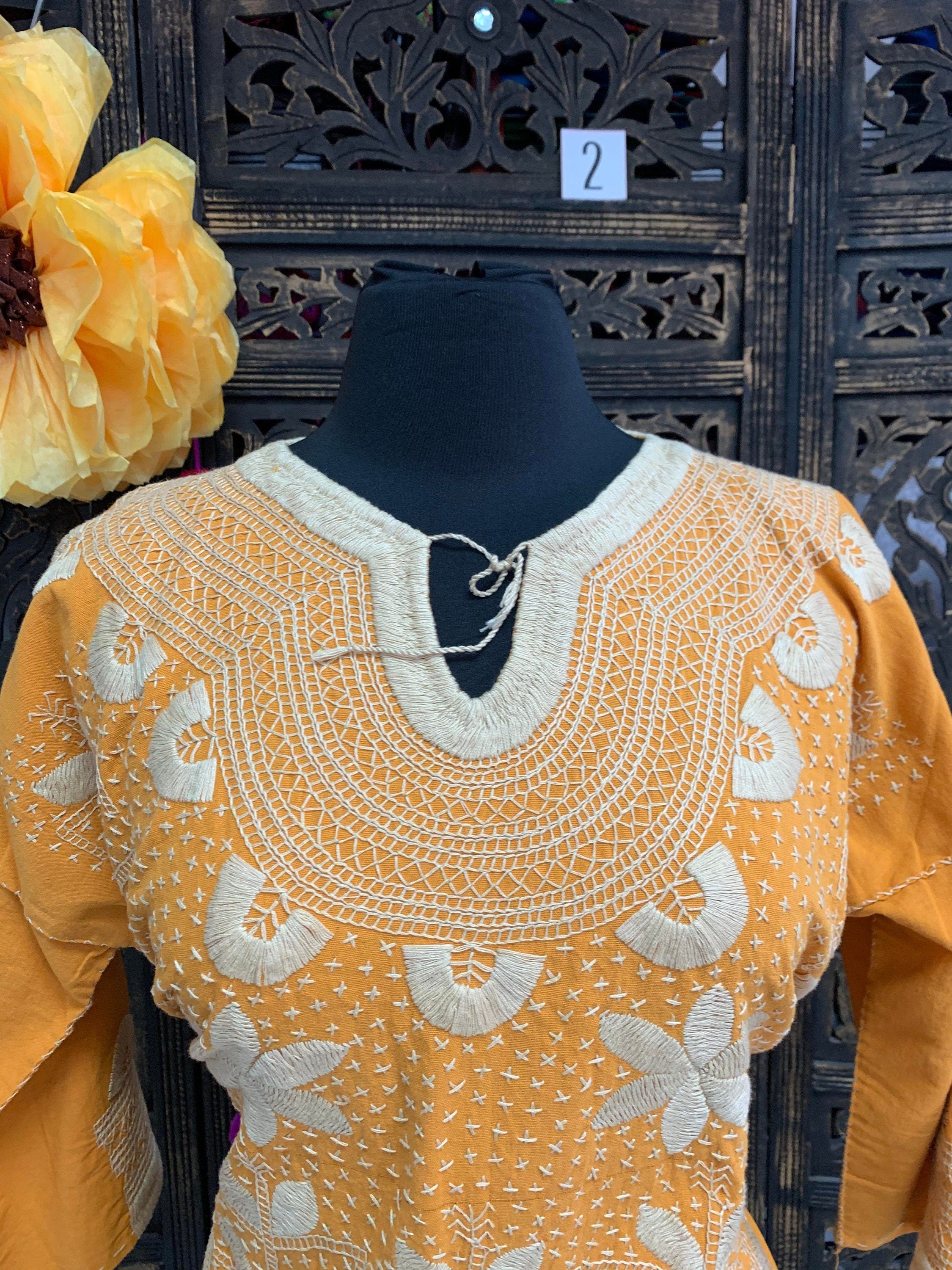 Gorgeous Floral Hand Embroidered Dress - Mexican Embroidered Dress - Floral Designs - M/L