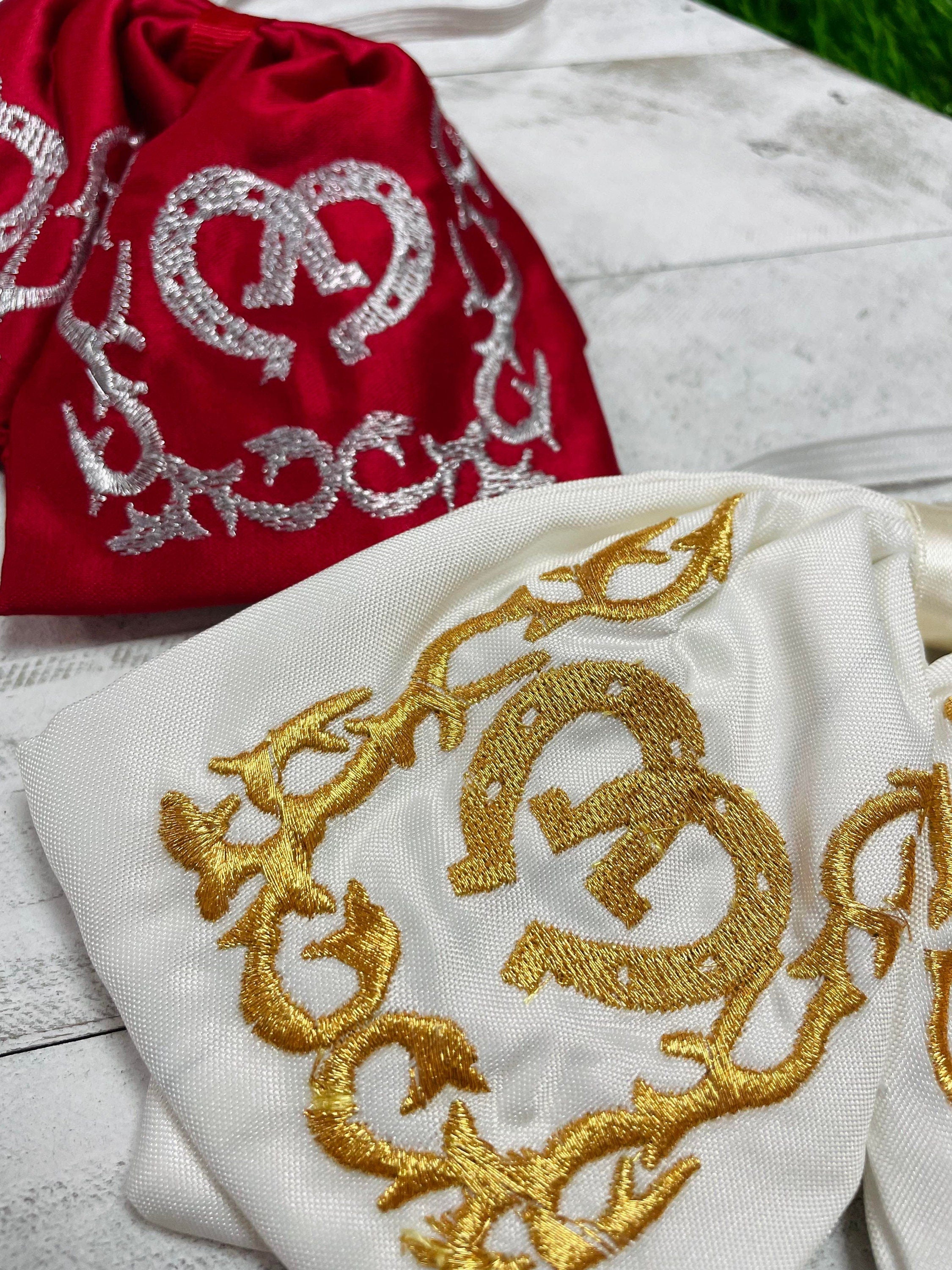 Image of Mexican Embroidered Bowties - Satin Floral Embroidered Bowtie with Elastic