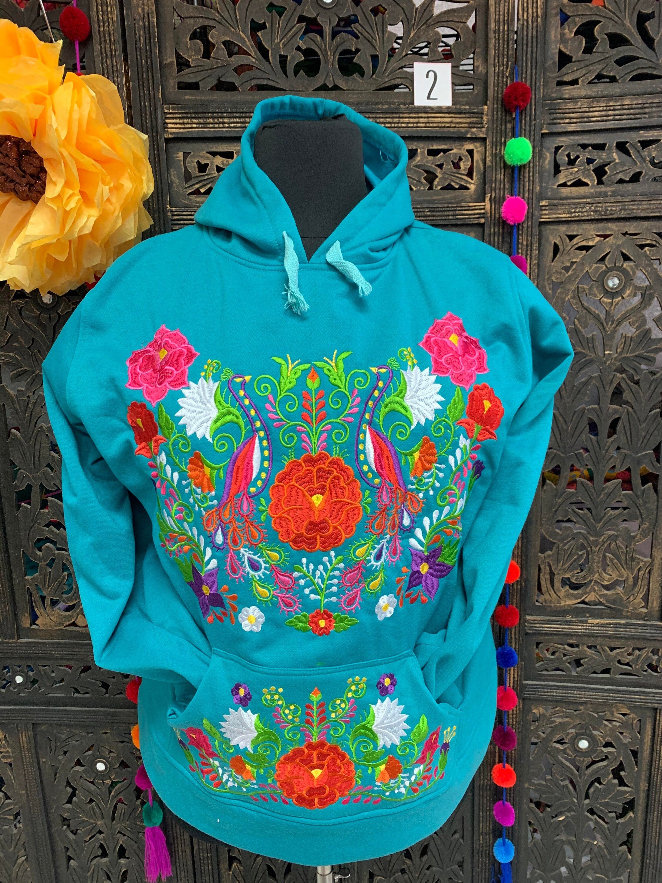 Image of 1X Mexican Embroidered Pullover Sweaters - Floral Embroidered Sweaters