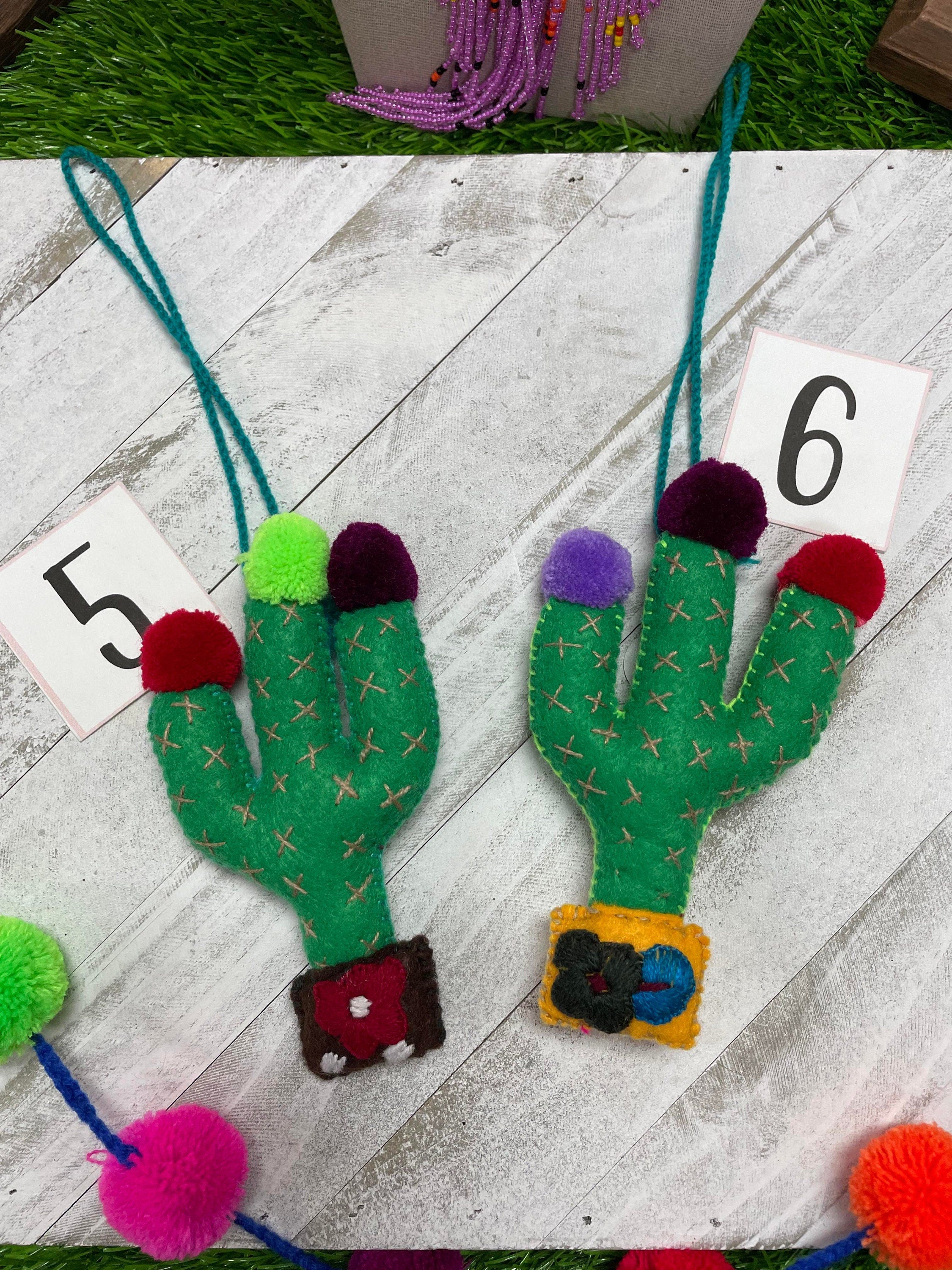 Artisan Handmade Cactus PomPom Charms - Handmade Charms - Ornament Charms - Car Decor