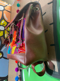 Image of Artisan Made Backpack with Beautiful Floral Embroidery and Great space for most of your needs