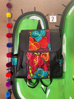 Image of Artisan Made Backpack with Beautiful Floral Embroidery and Great space for most of your needs