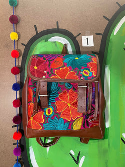 Image of Artisan Made Backpack with Beautiful Floral Embroidery and Great space for most of your needs