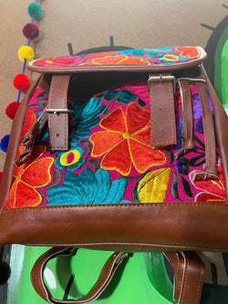 Image of Artisan Made Backpack with Beautiful Floral Embroidery and Great space for most of your needs