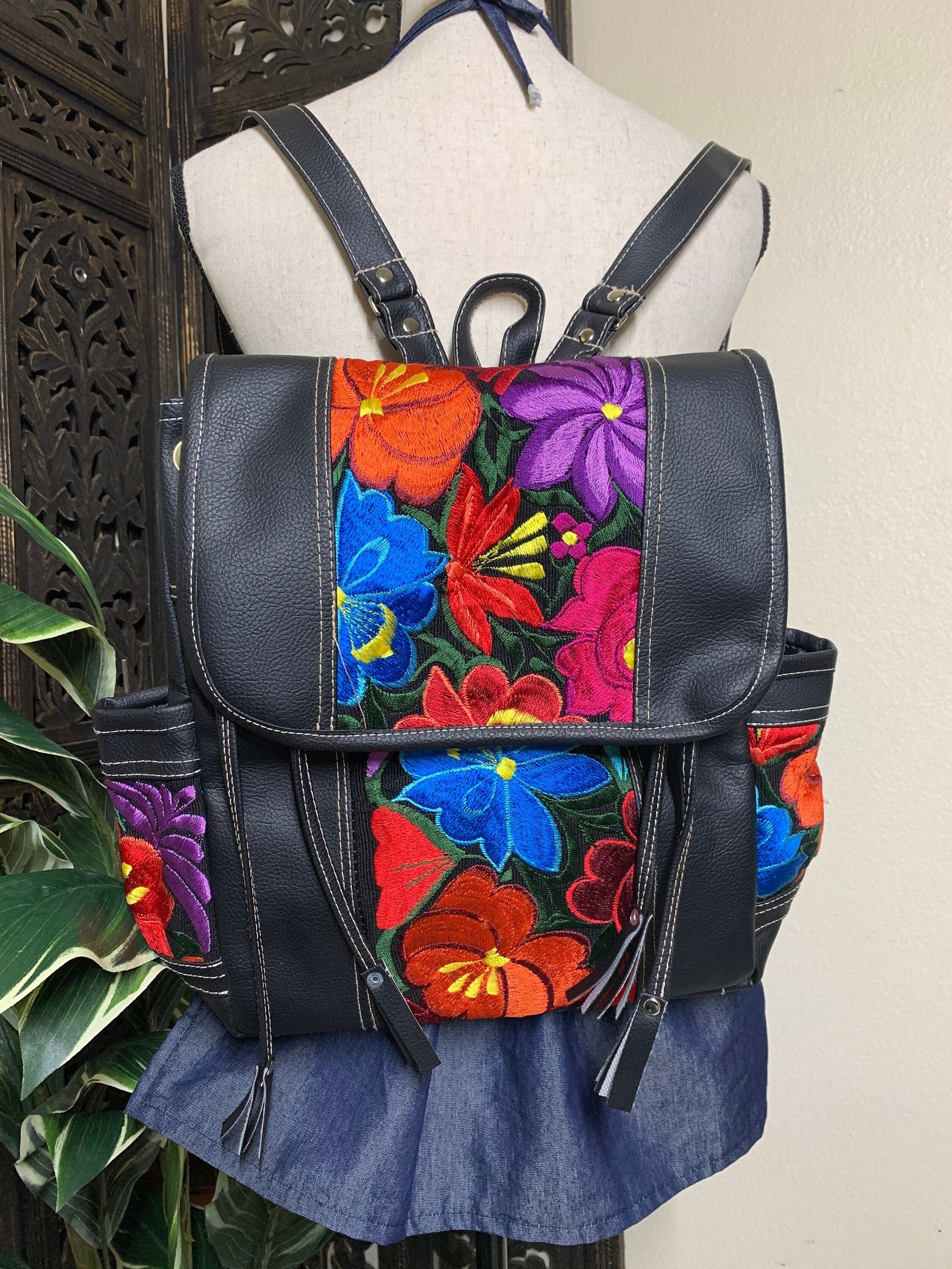 Artisan Made Backpack with Beautiful Floral Embroidery and Great space for most of your needs